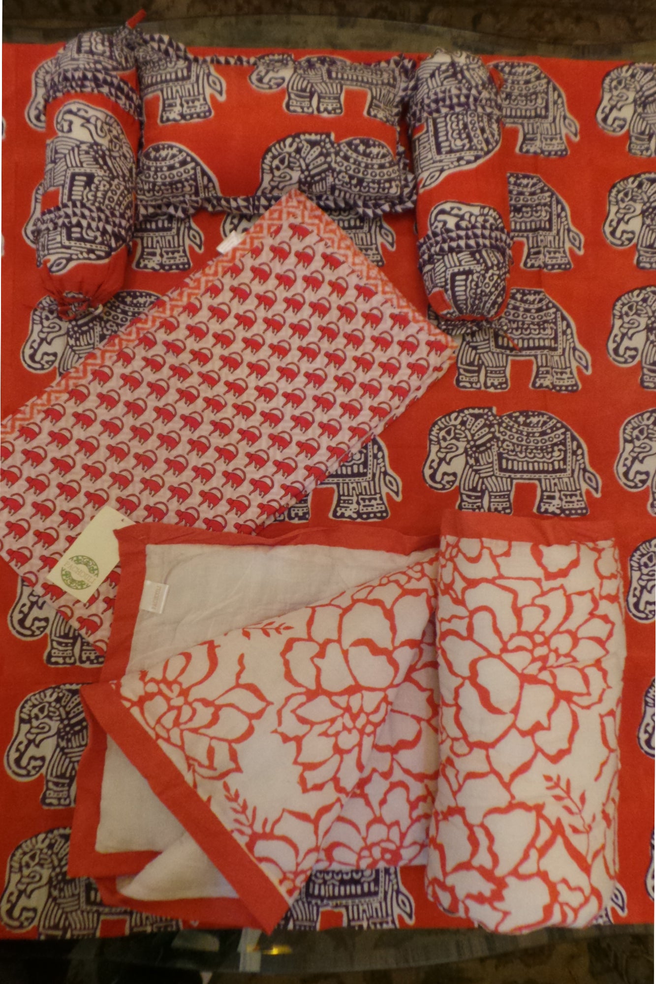 Baby Bed Set Red Elephant