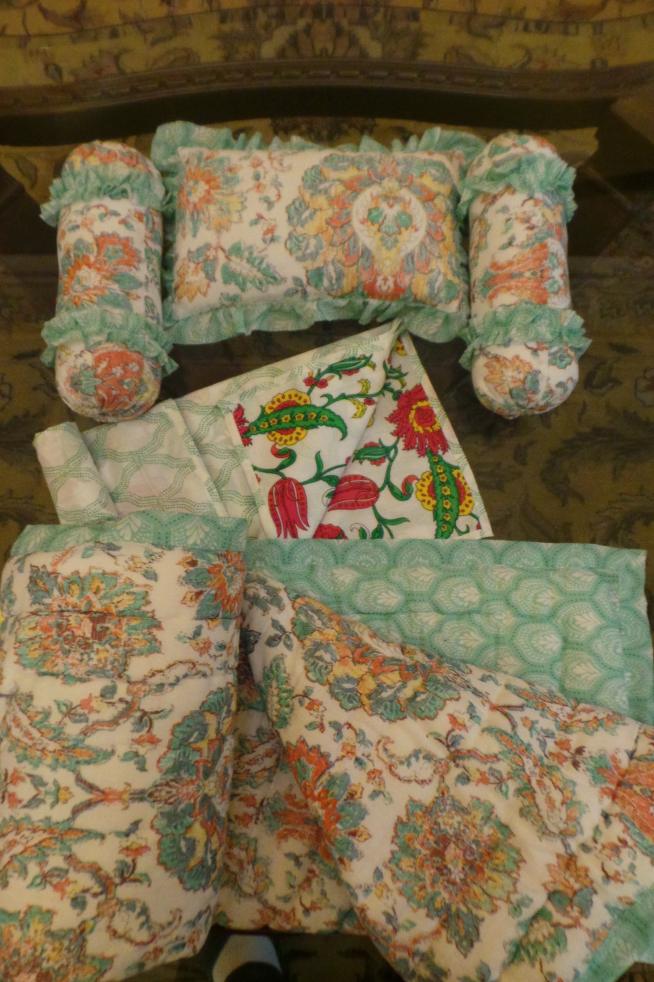 Baby Bed Set Damask Green