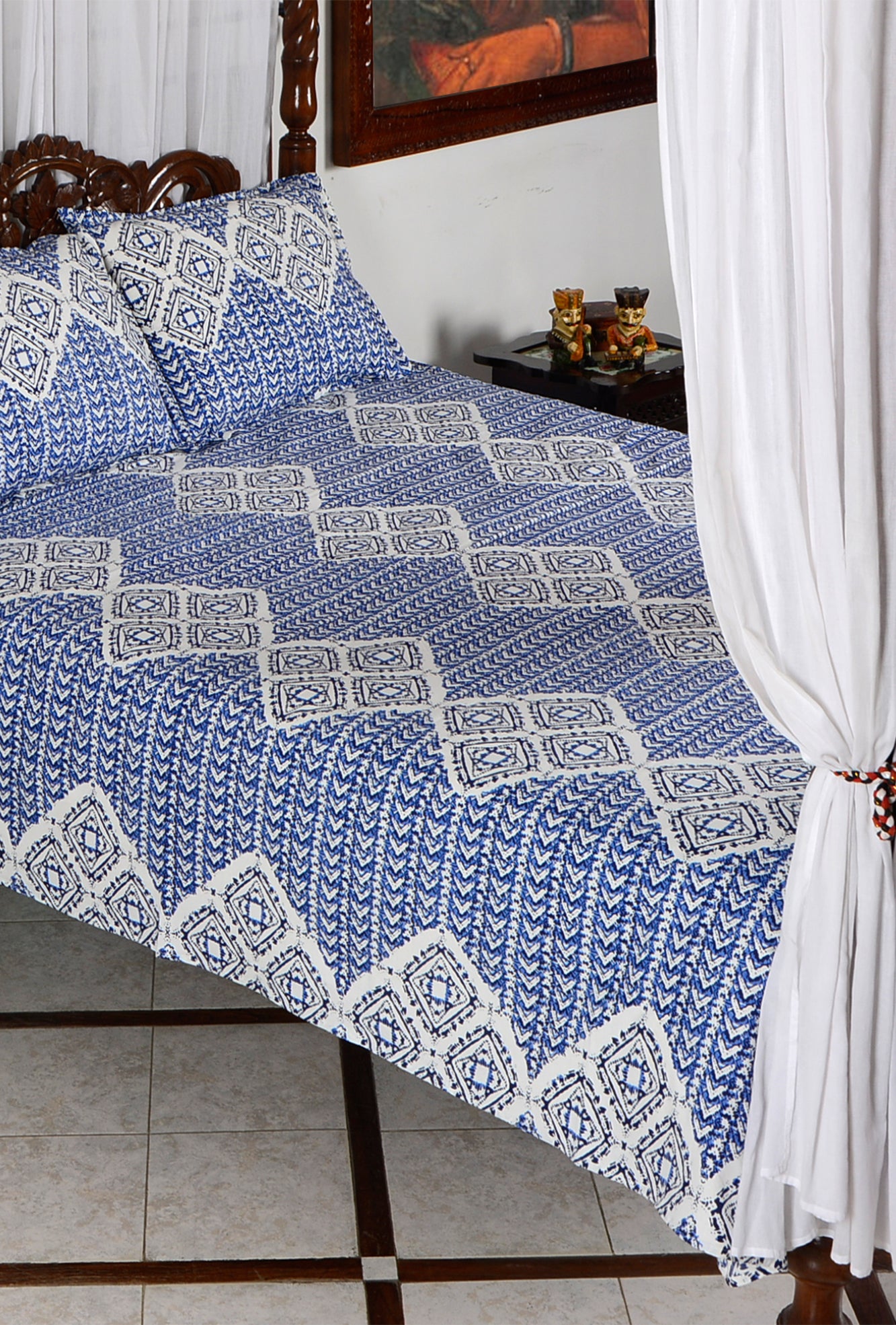 Geometrical Blue - Bed Sheet