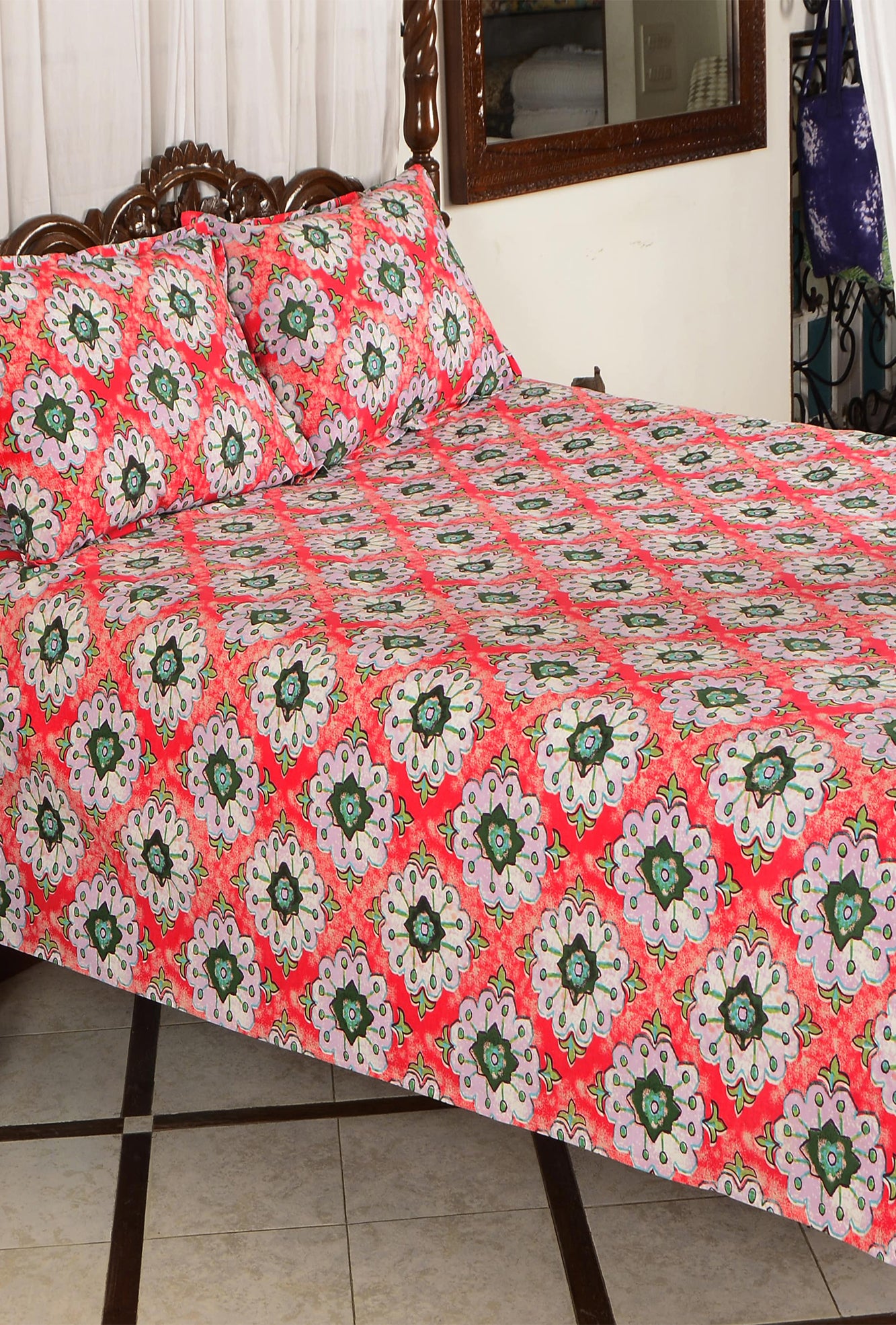 Green Floral - Bed Sheet