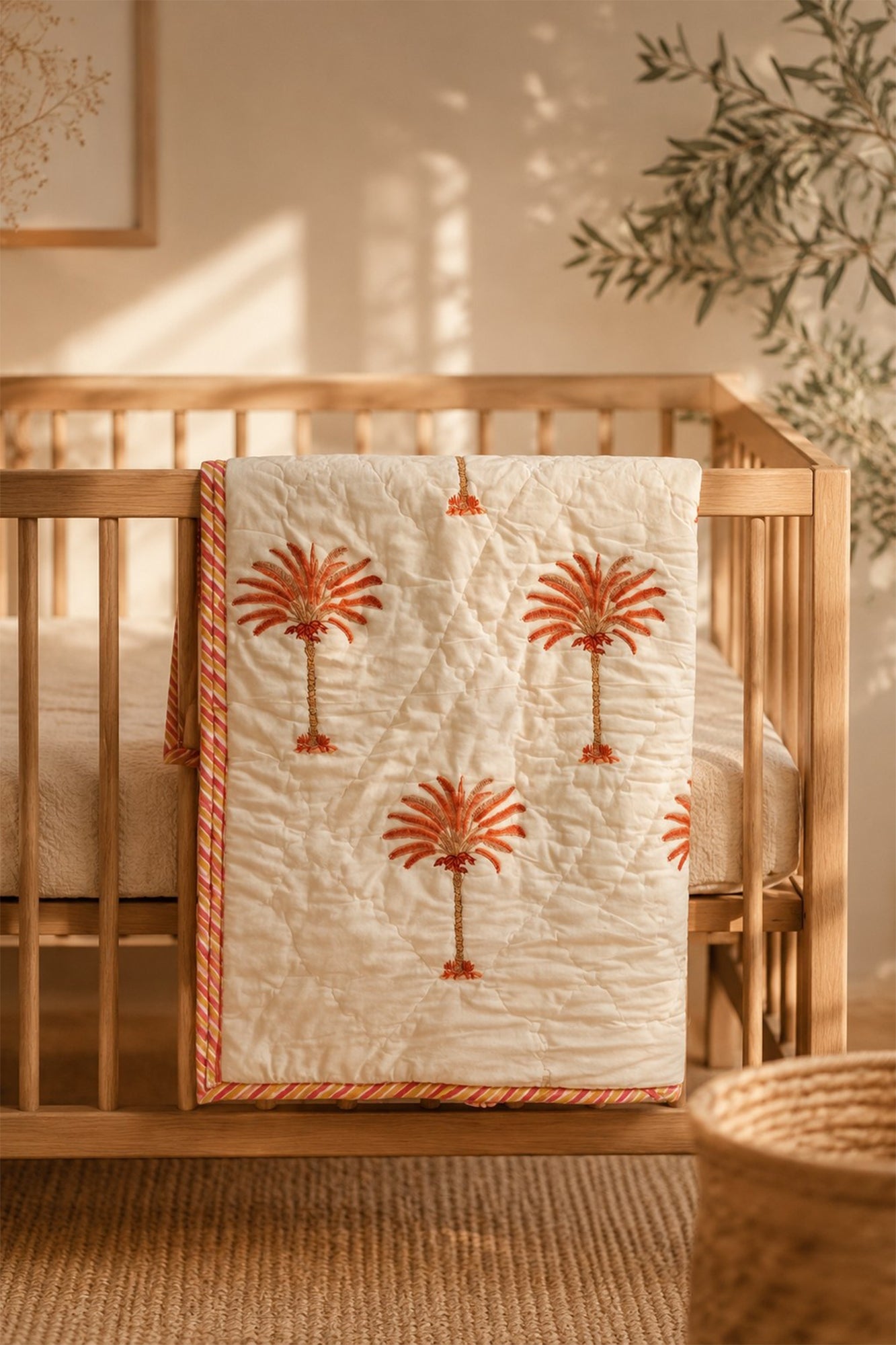 Peach Palm Baby Quilt