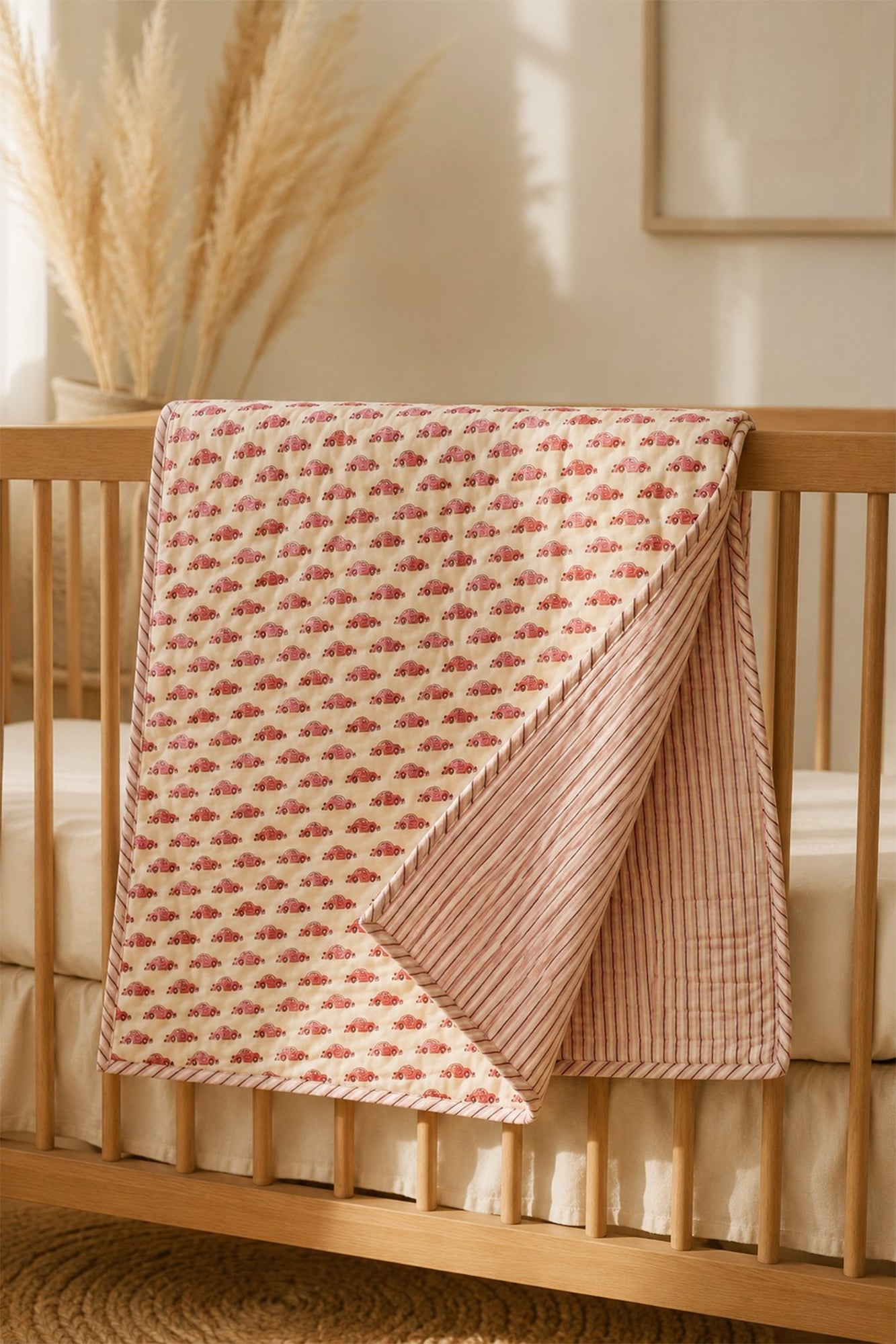 Pink Cars Baby Quilt