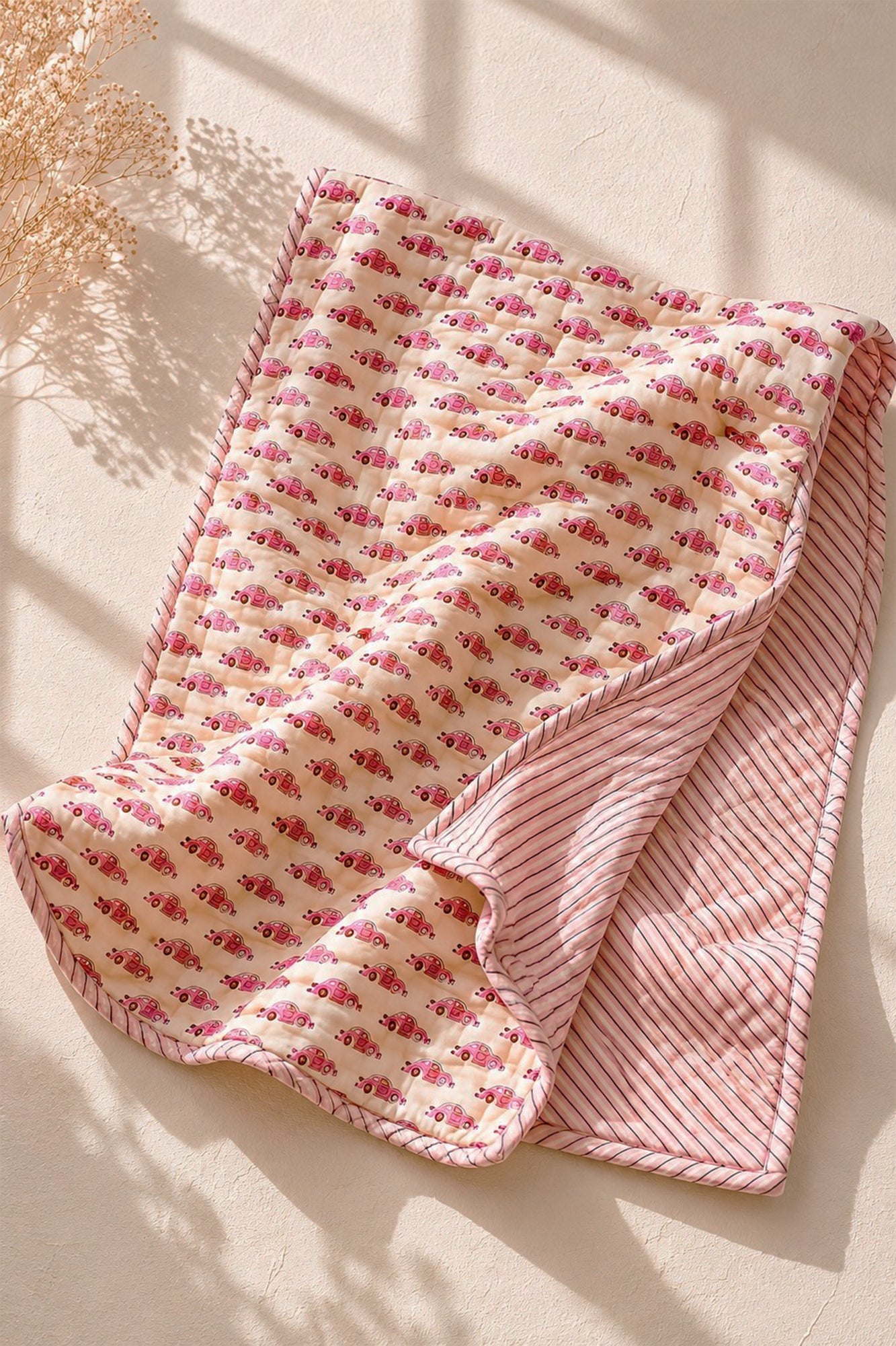 Pink Cars Baby Quilt