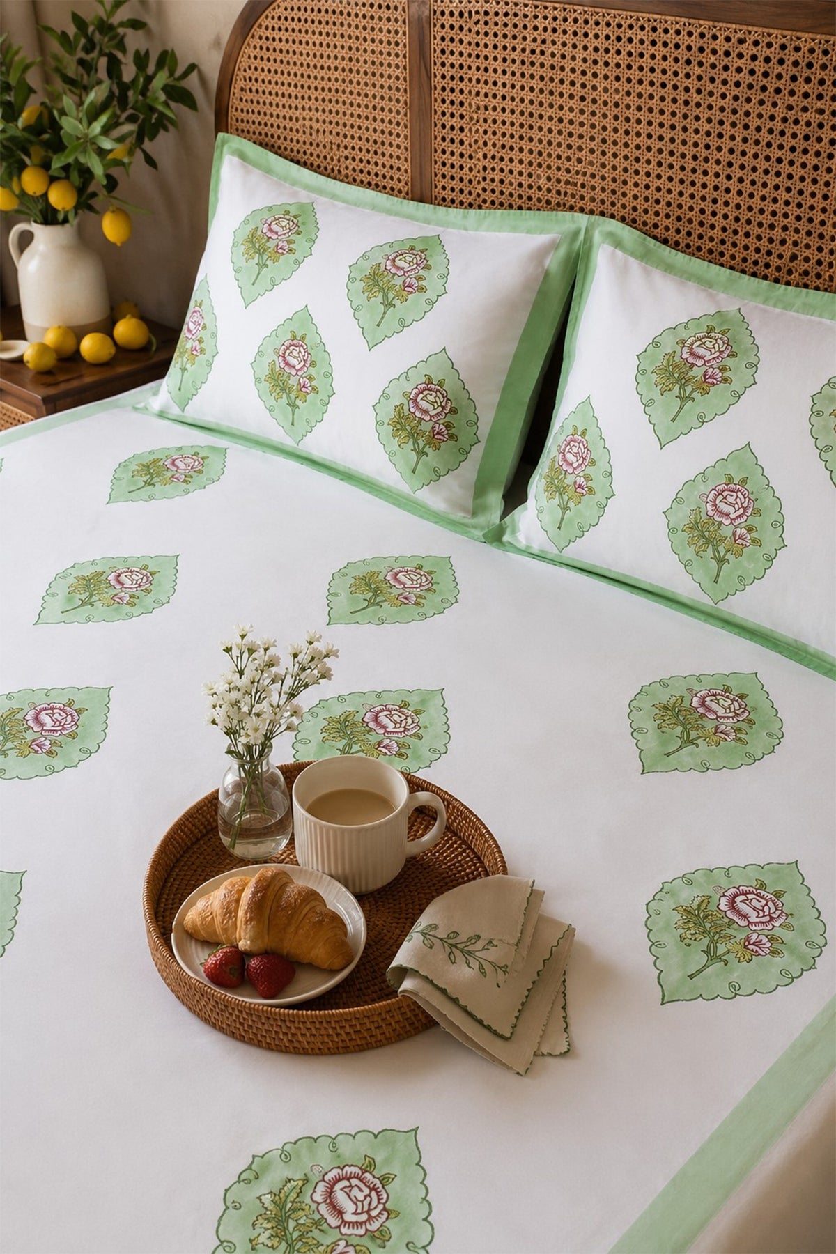 Mughal Marigold Bed Sheet With Pillow