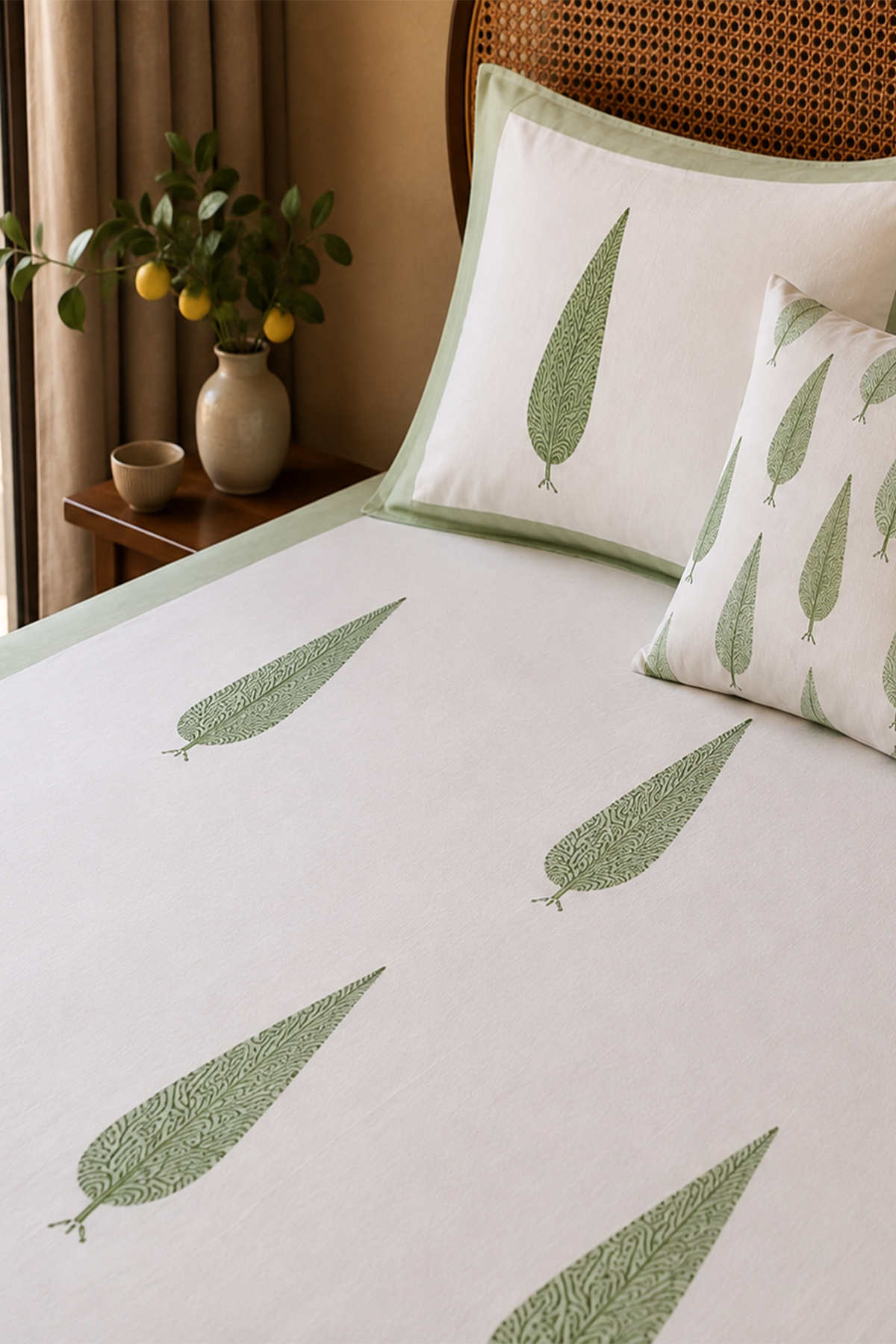 Mughal Leaf Bed Sheet With Pillow