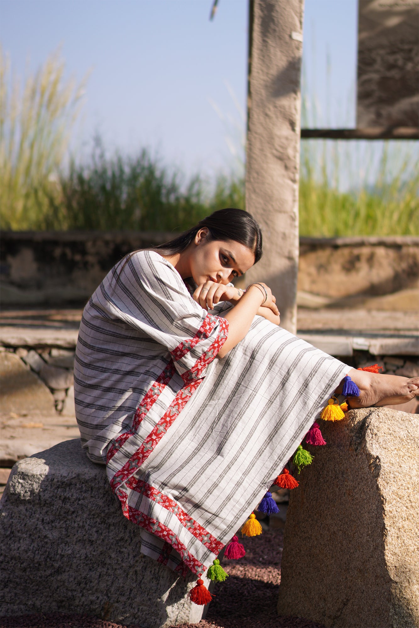 Nomad Line Drift Kaftan Dress