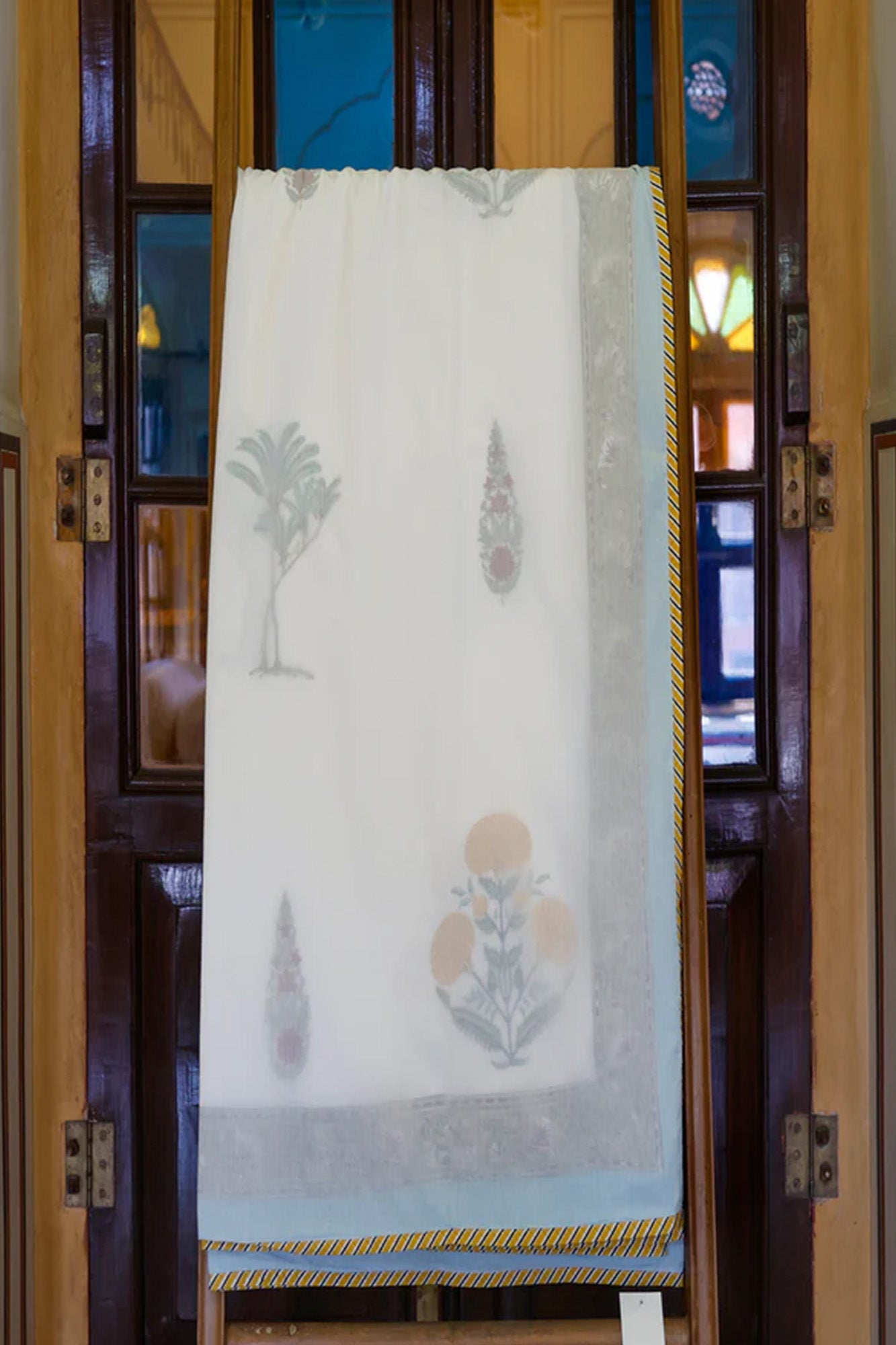 Dohar 3D Block Printed Yellow Green