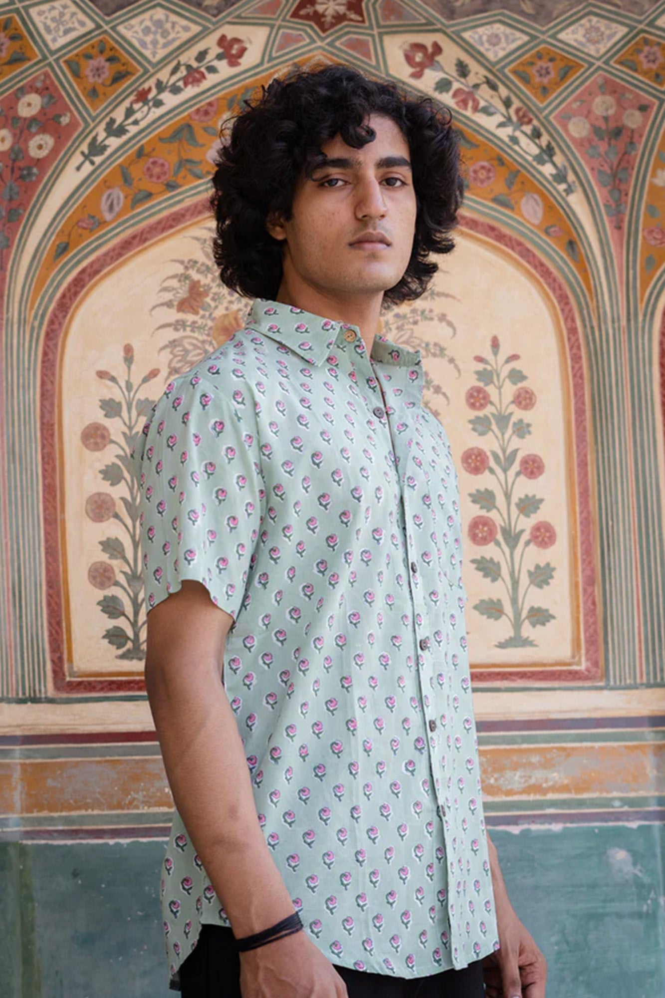 Verdant Blush Half Sleeve Shirt