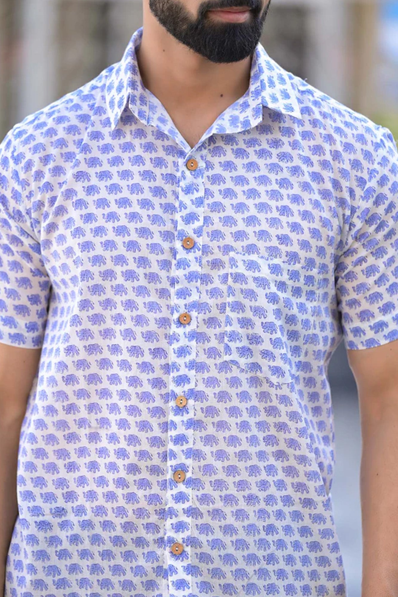 Shirt Half Sleeve Mens Flint Blue