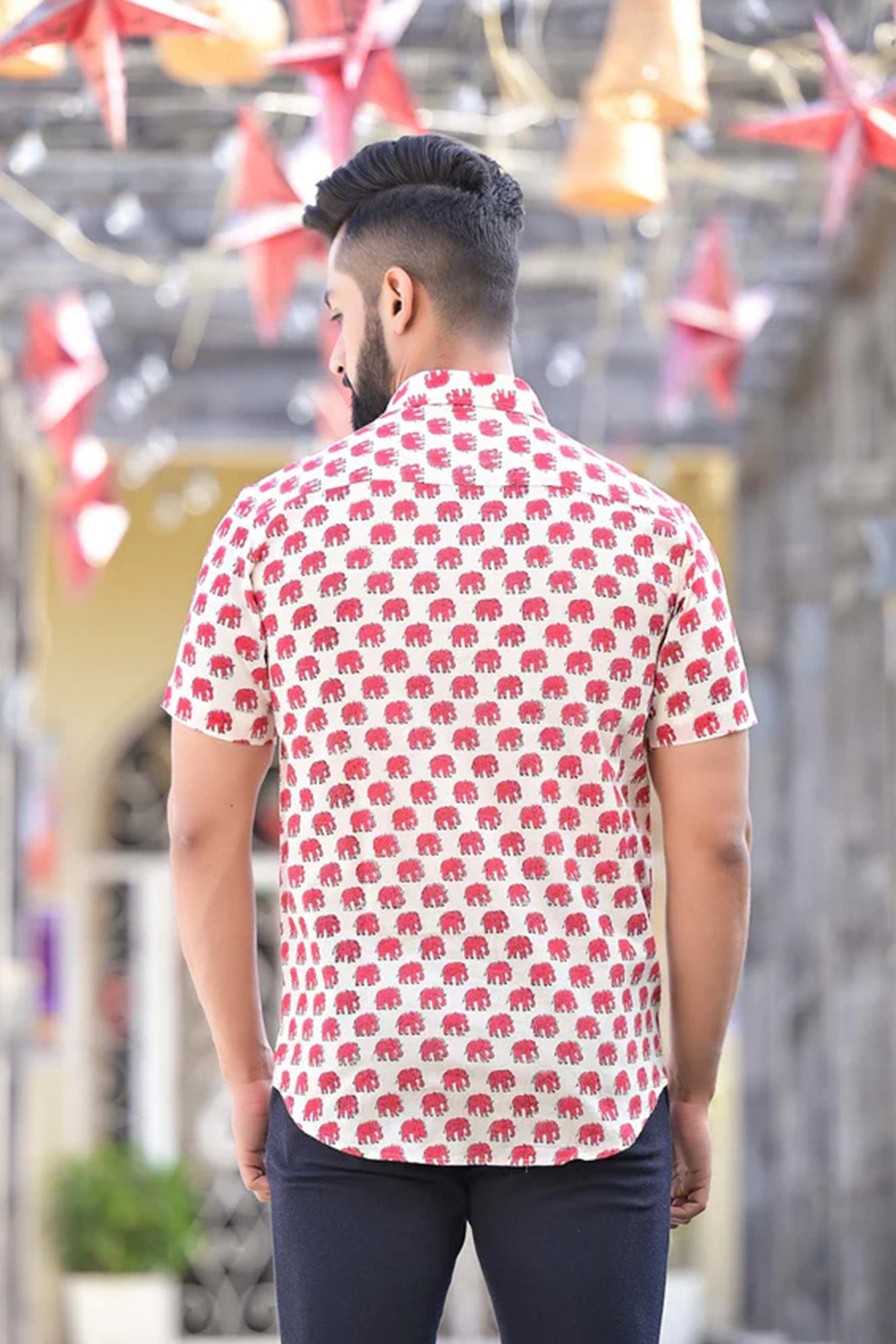 Shirt Half Sleeve Mens Elephant Red