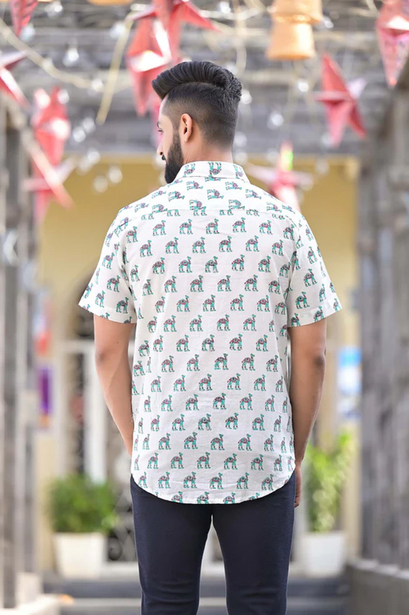 Shirt Half Sleeve Mens Camel Green