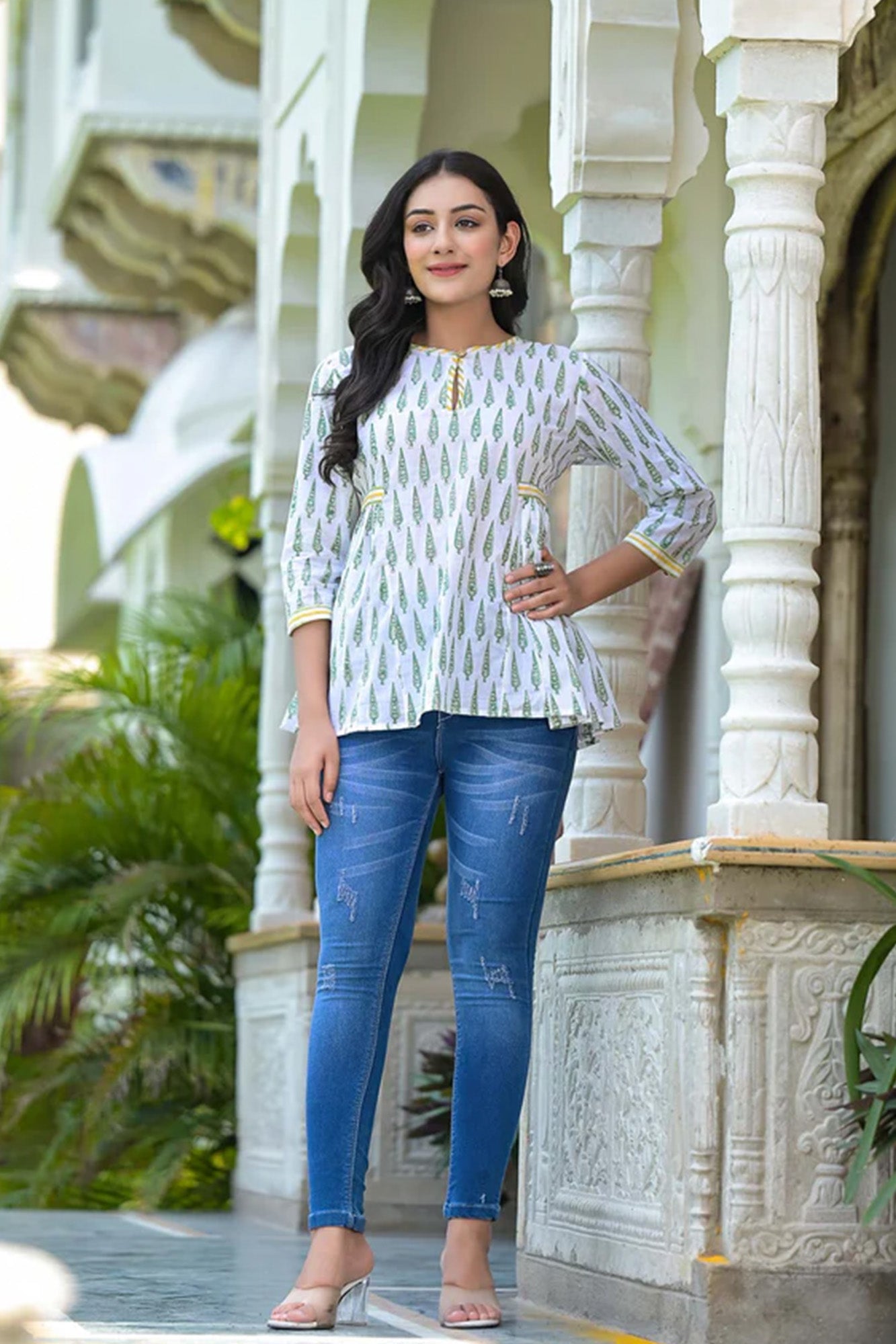 Women Bhopali Top Rozana Green