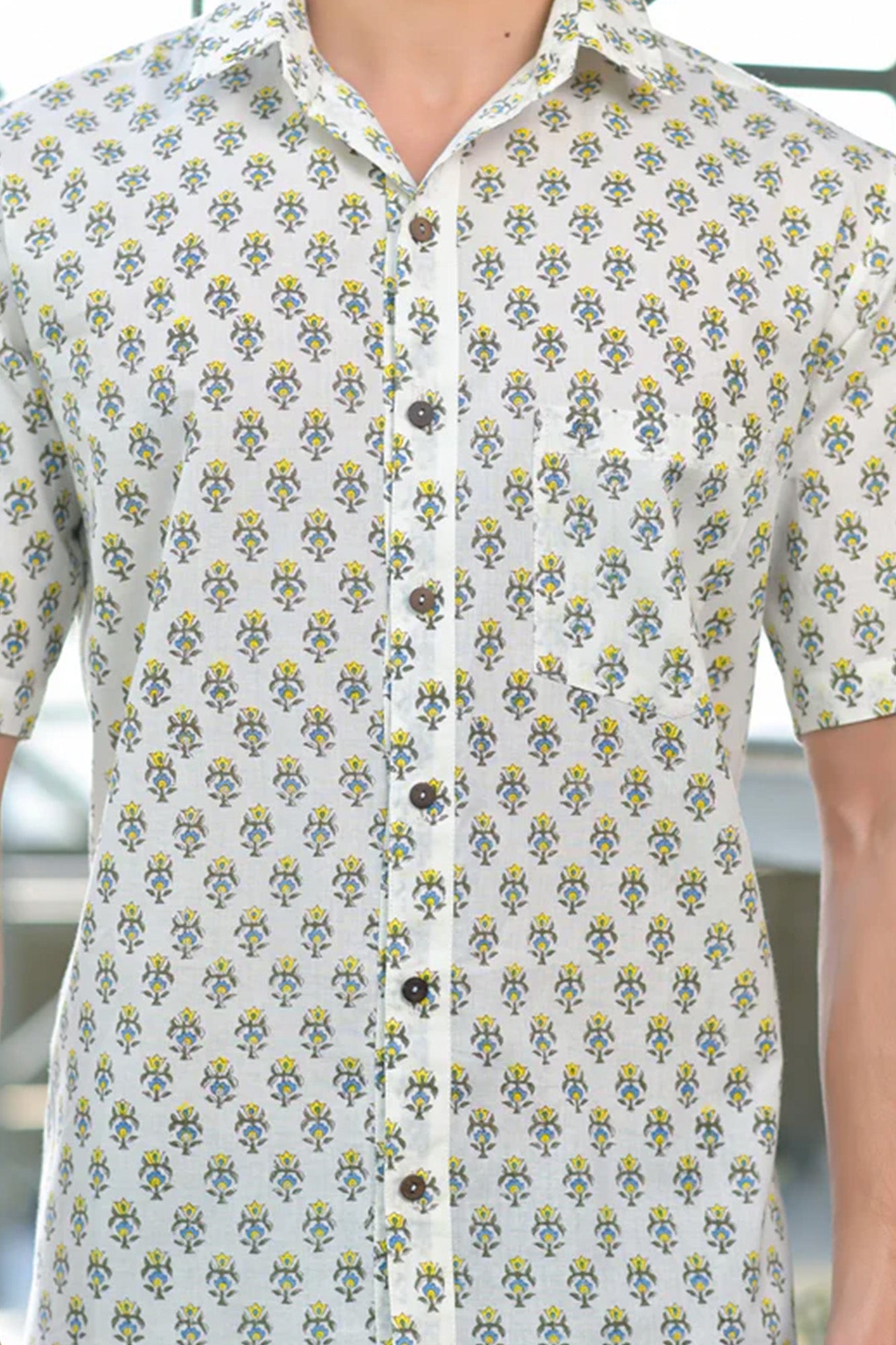 Shirt Half Sleeve Mens Mustard Yellow