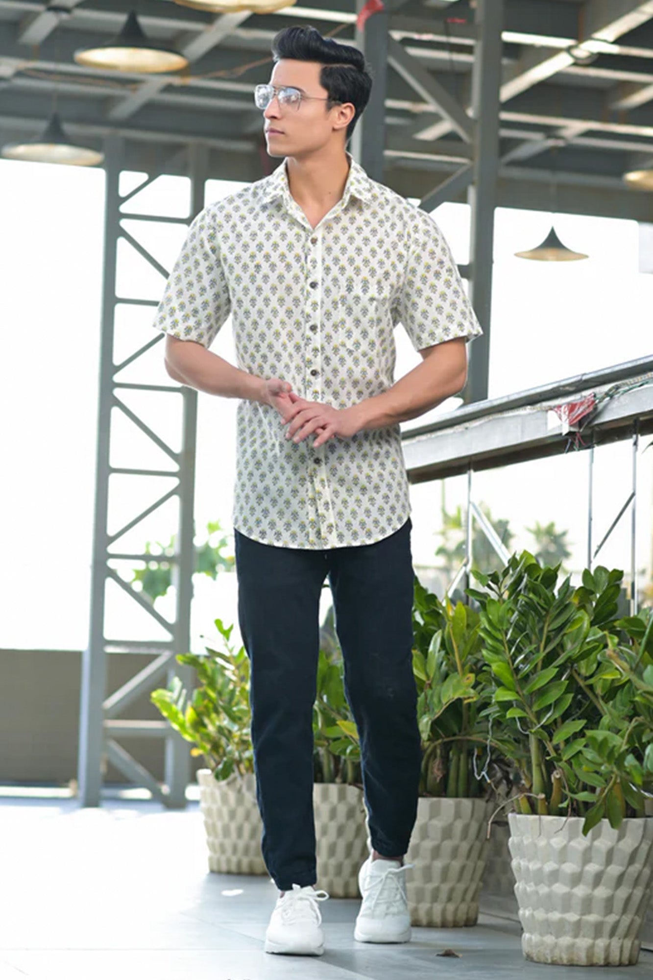 Shirt Half Sleeve Mens Mustard Yellow