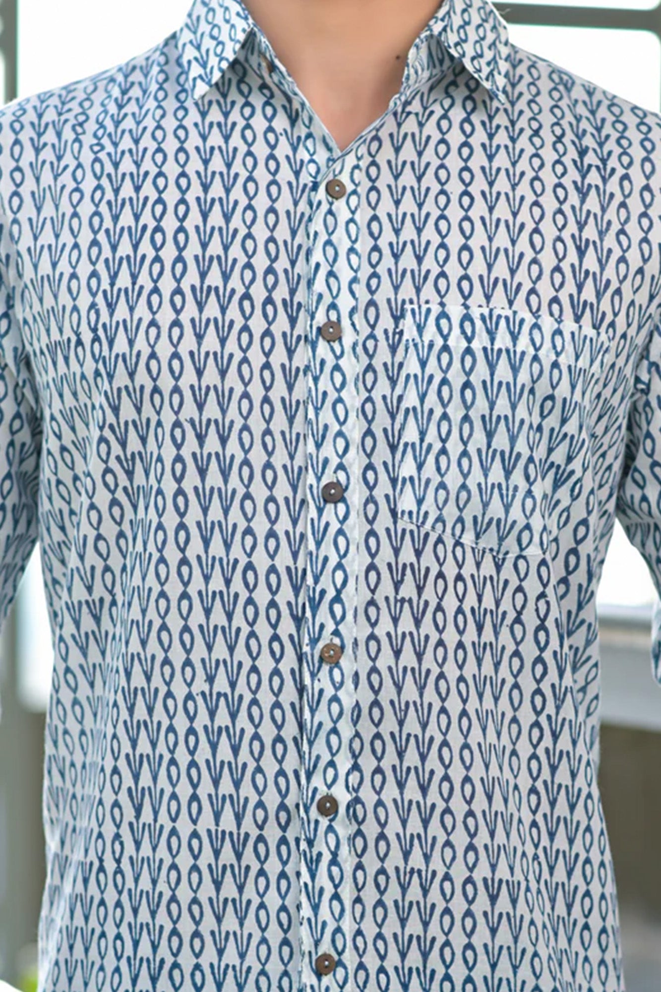 Shirt Full Sleeve Mens Droplet Blue