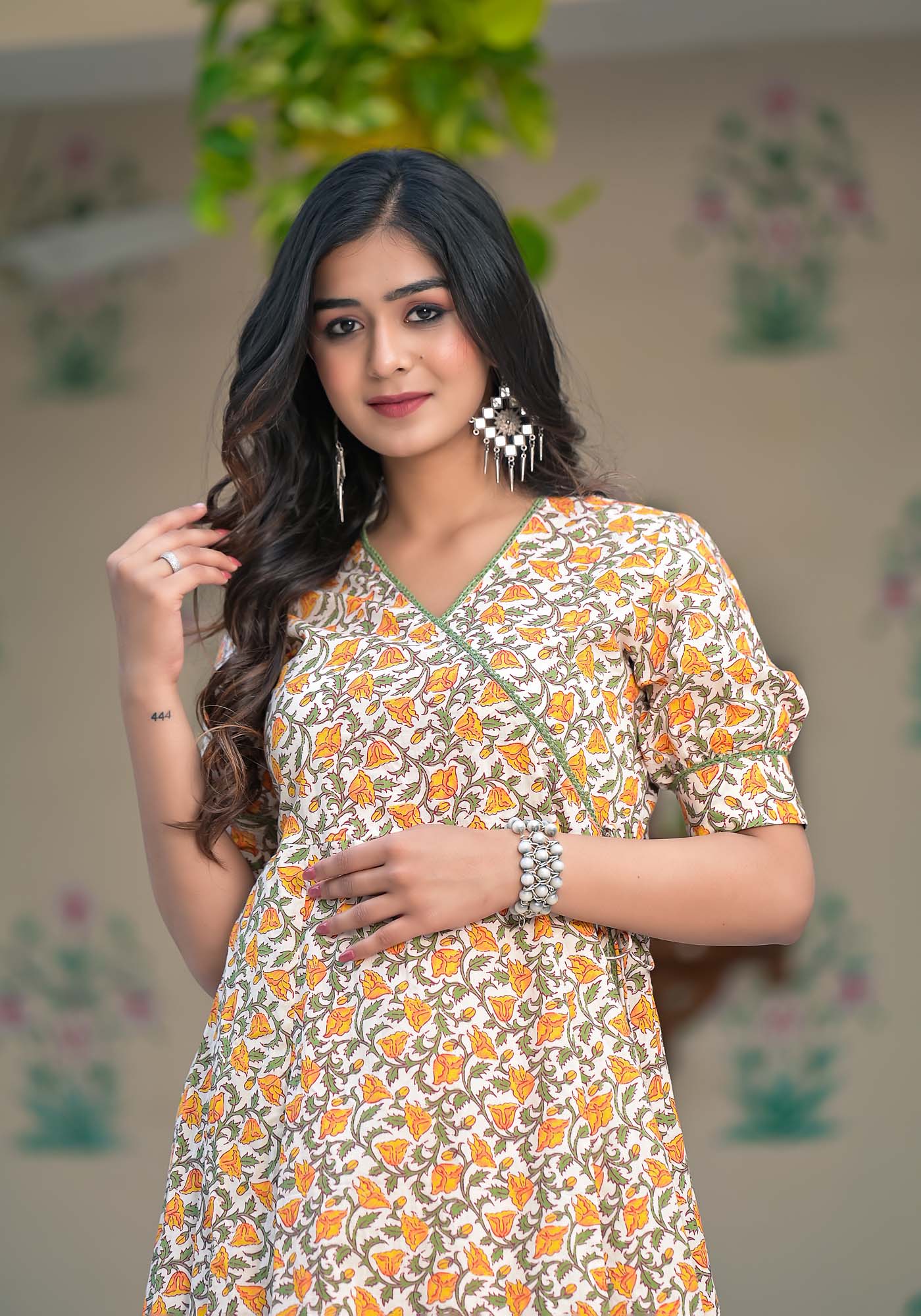 Dress Long Women Daffodil Angrakha