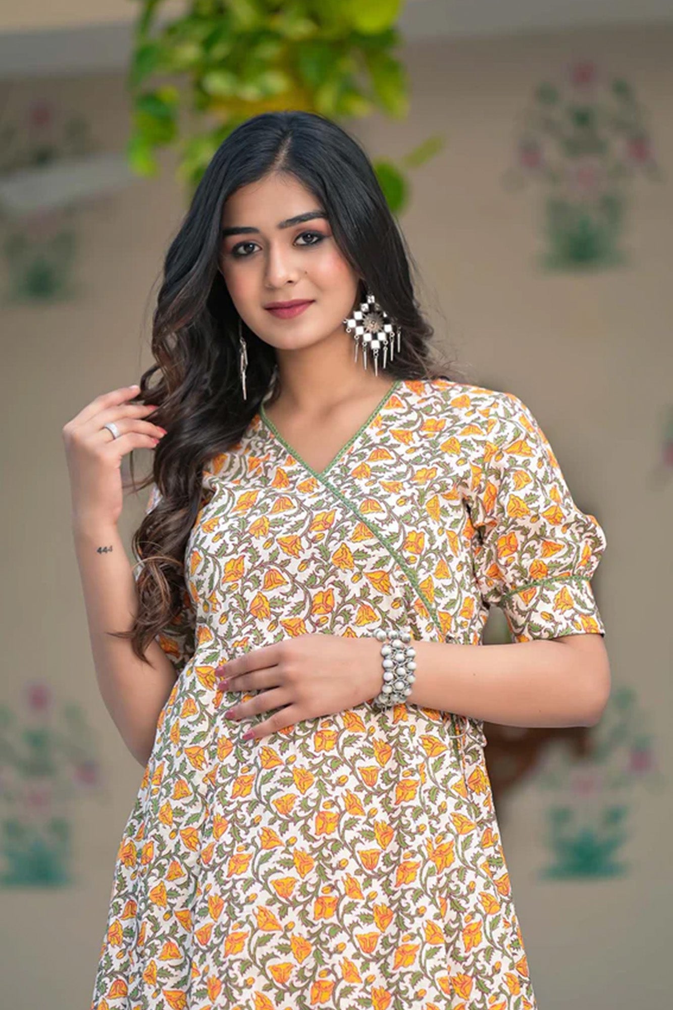 Dress Long Women Daffodil Angrakha