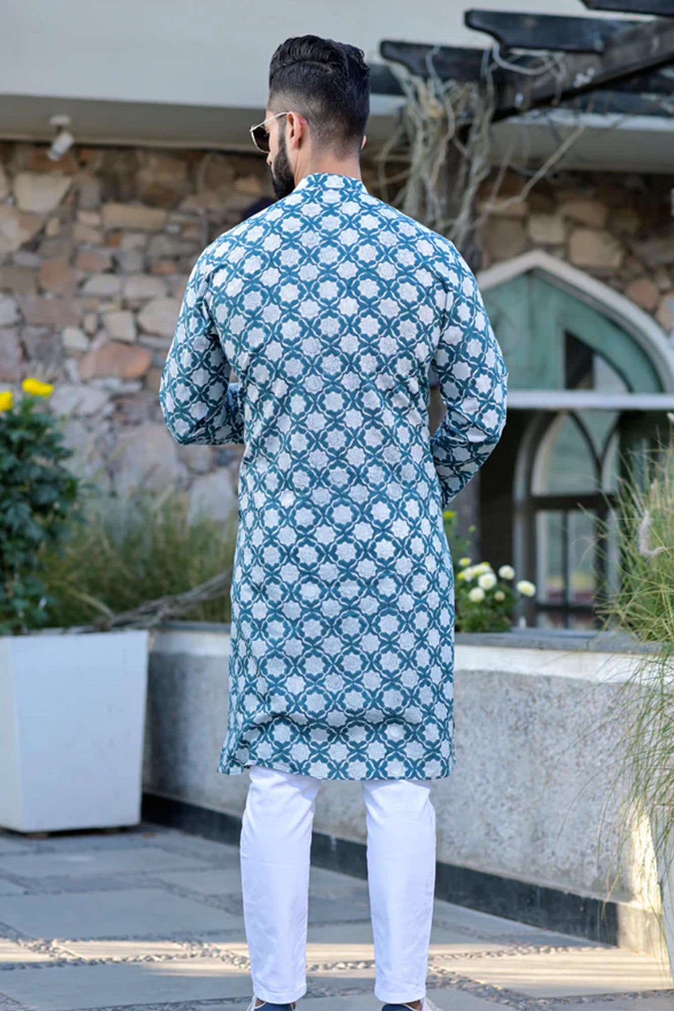 Kurta Long Cadet Blue Floral