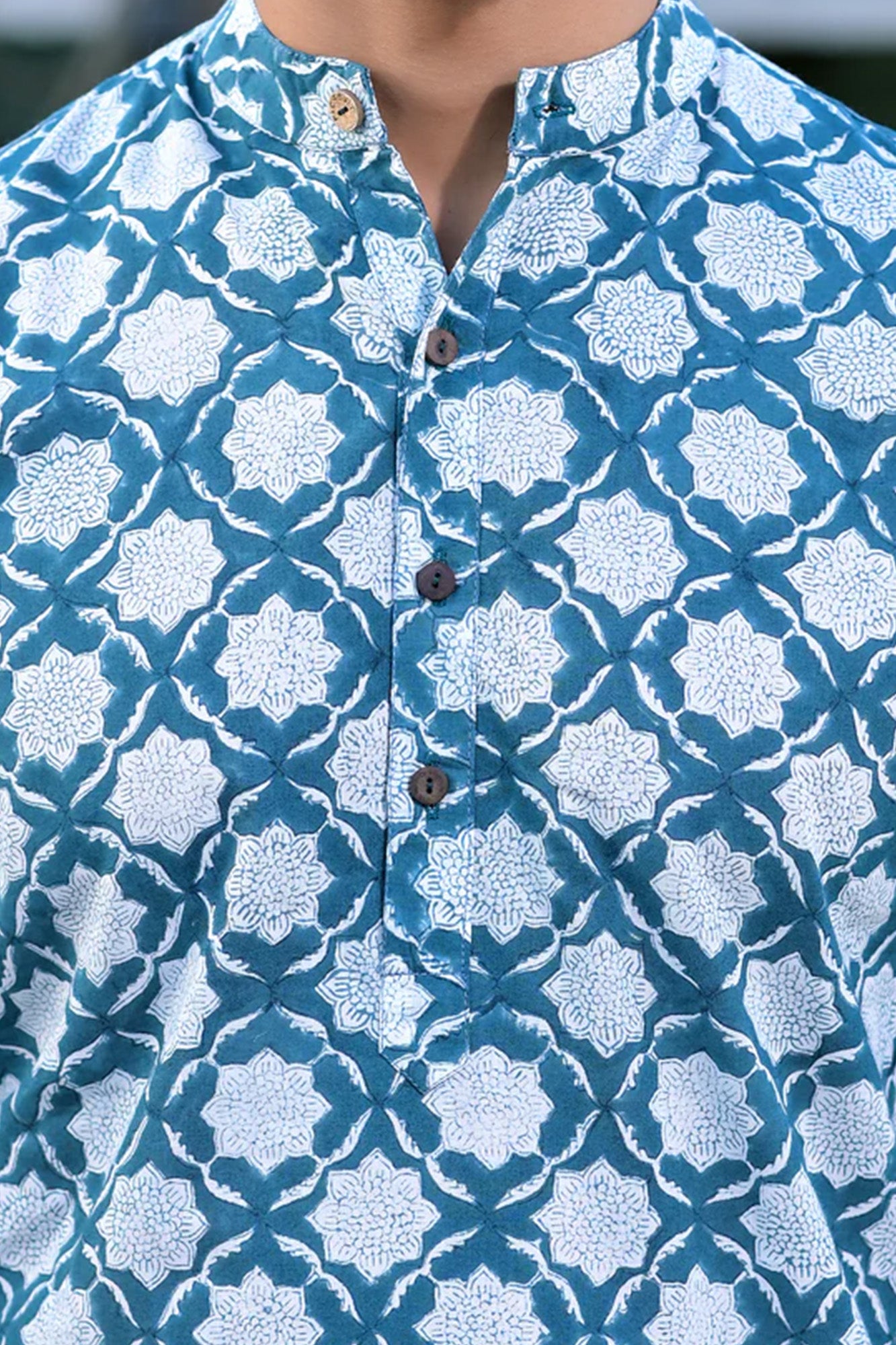 Kurta Long Cadet Blue Floral