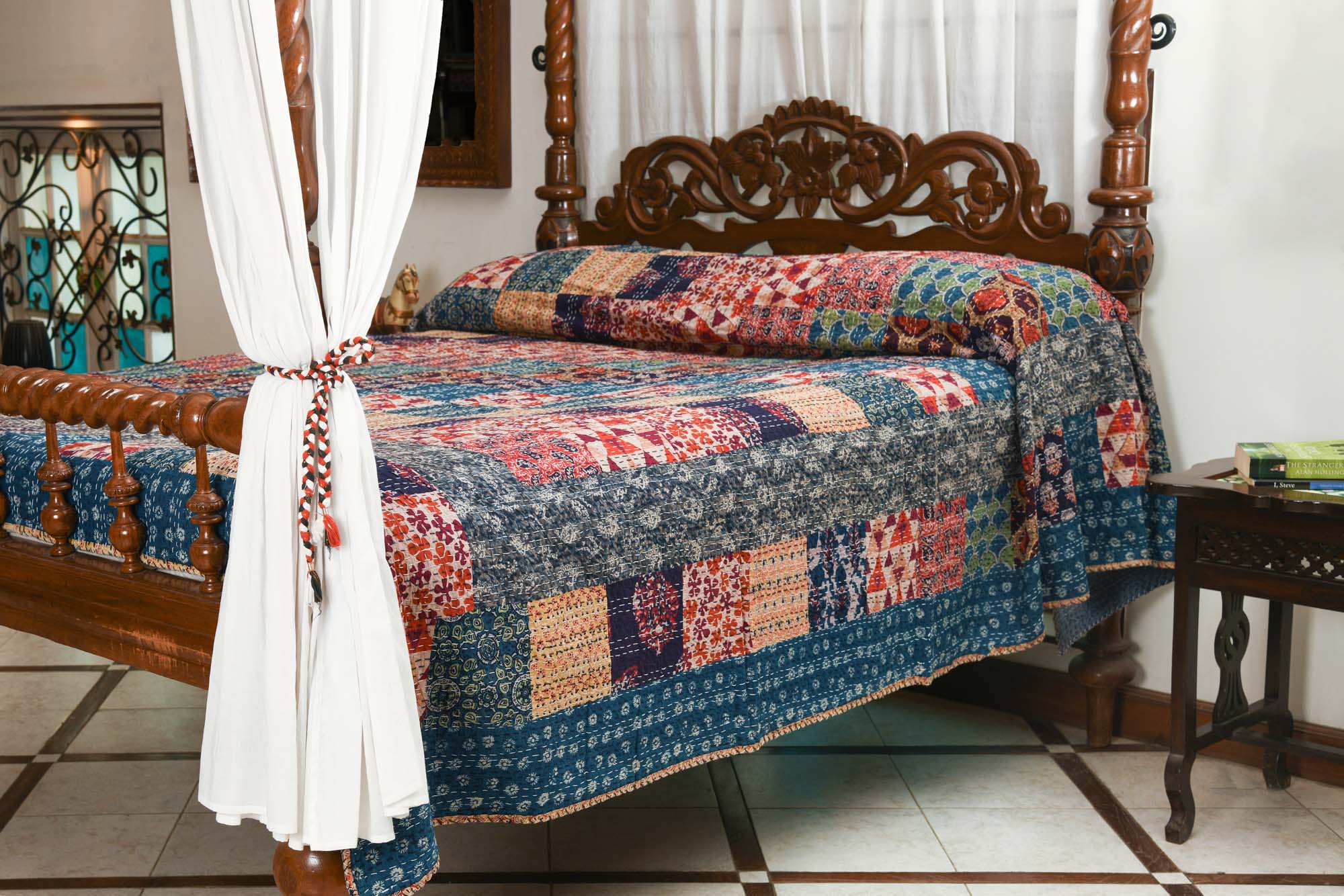 Ajrakh Patch Bed Cover