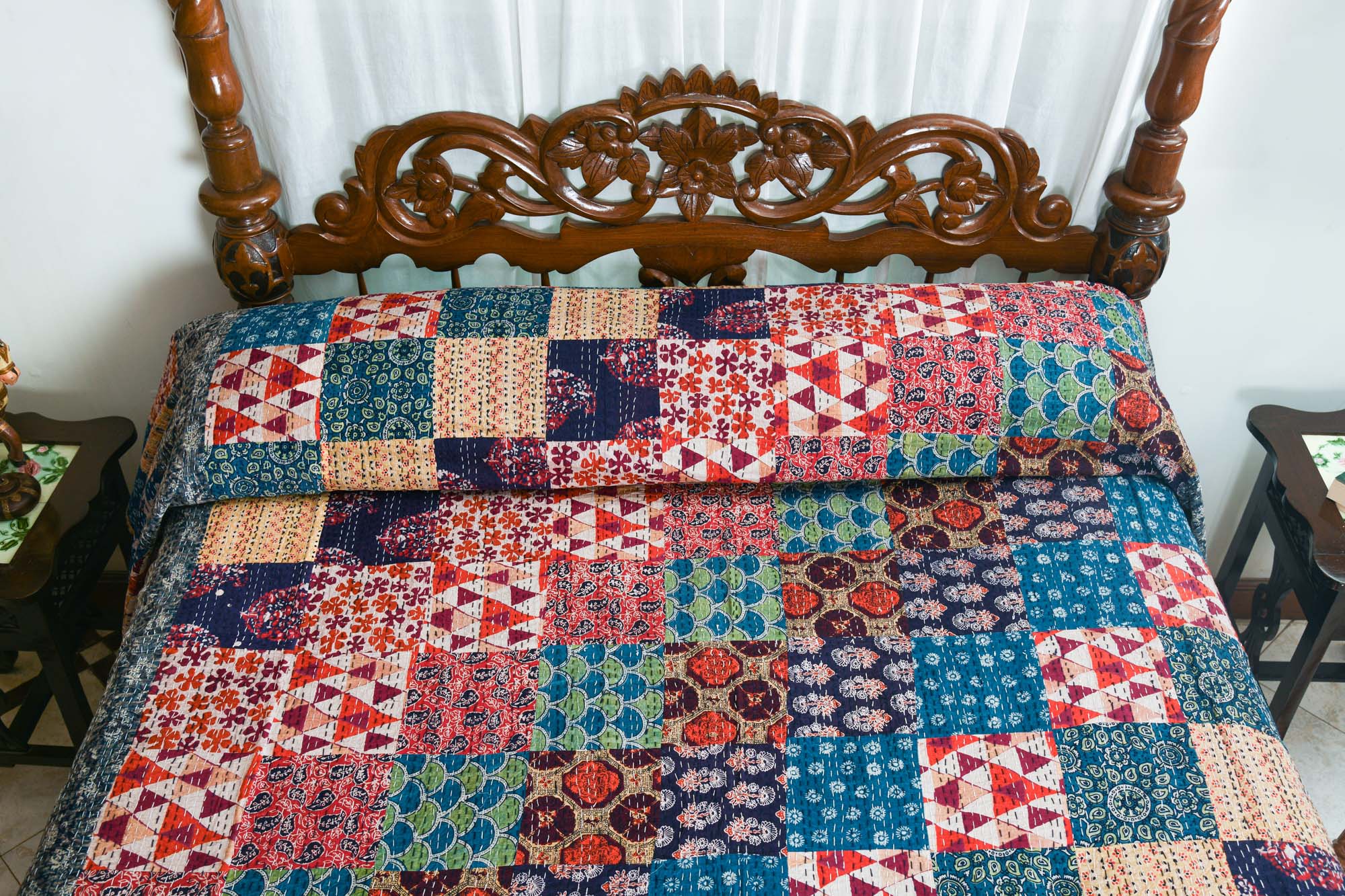 Ajrakh Patch Bed Cover