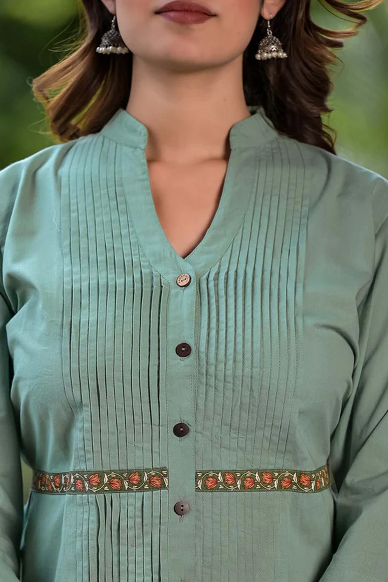 Top Women Pleated Green
