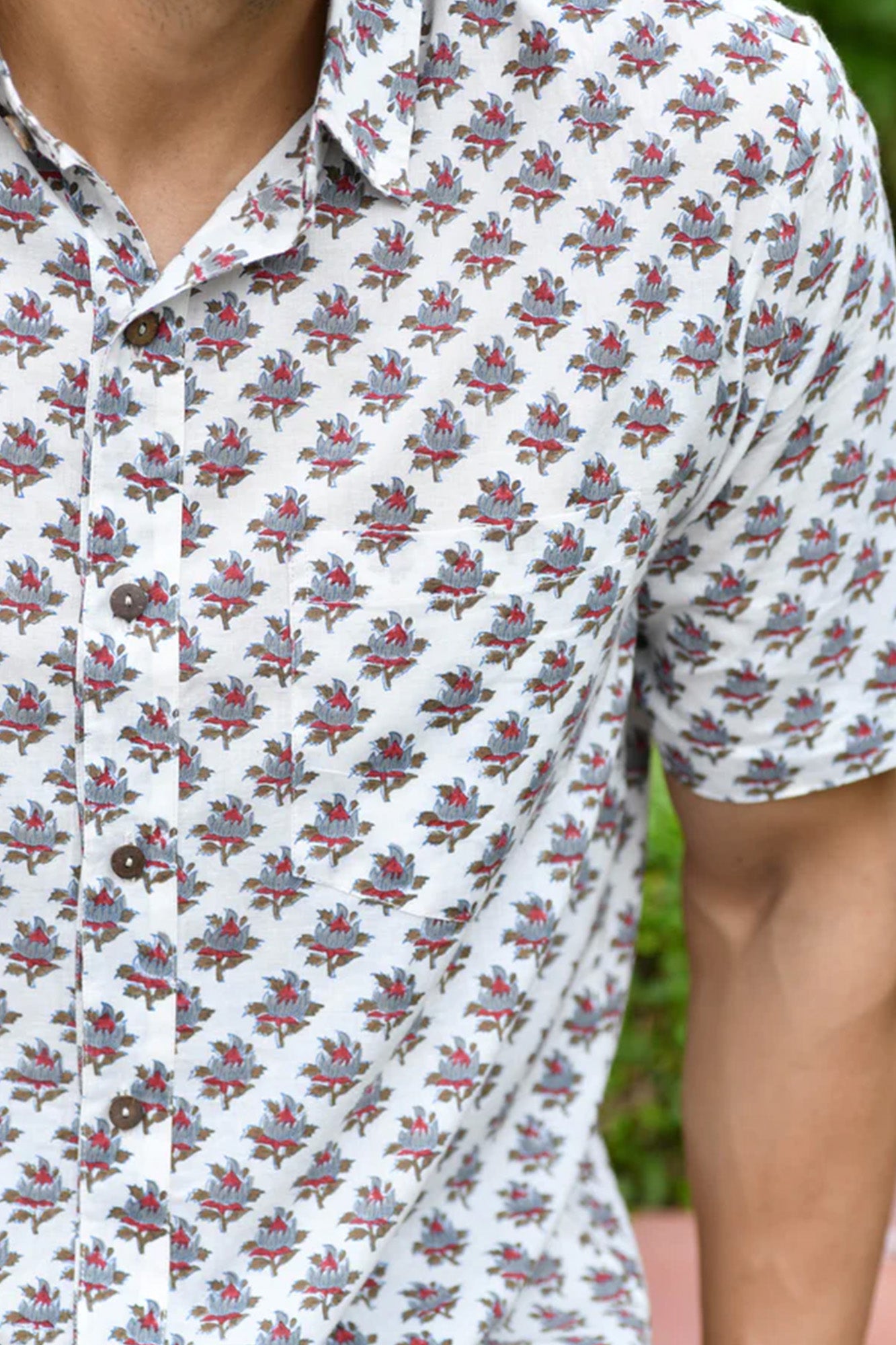 Shirt Half Sleeve Mens Brown Booti