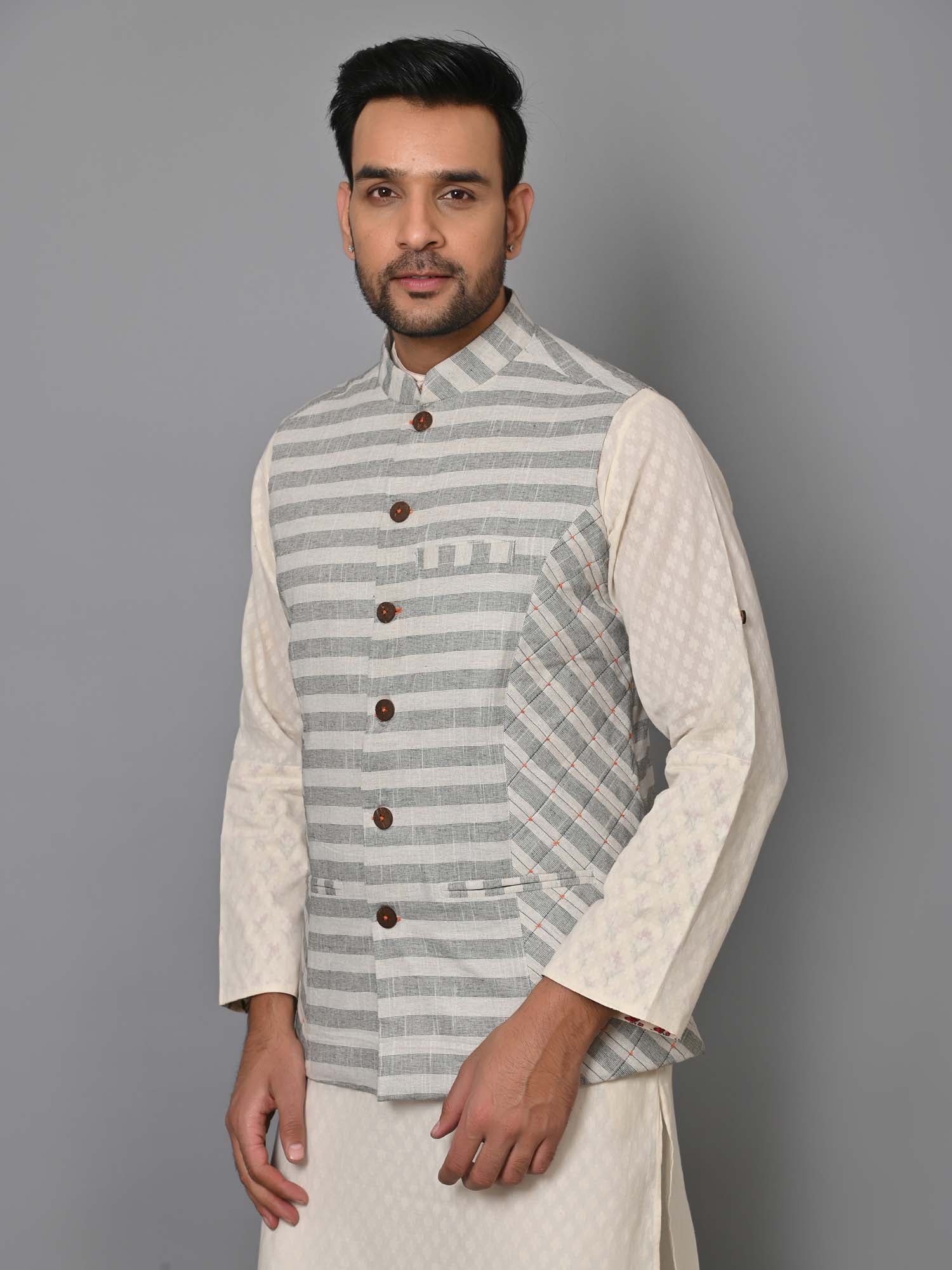 Mens Nehru Jacket Ice Grey