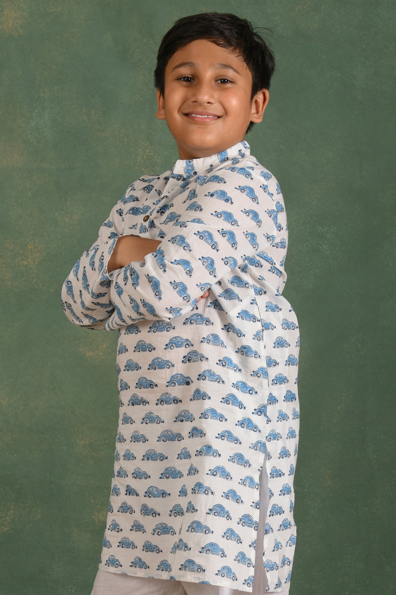 Kurta Boy Cars Blue