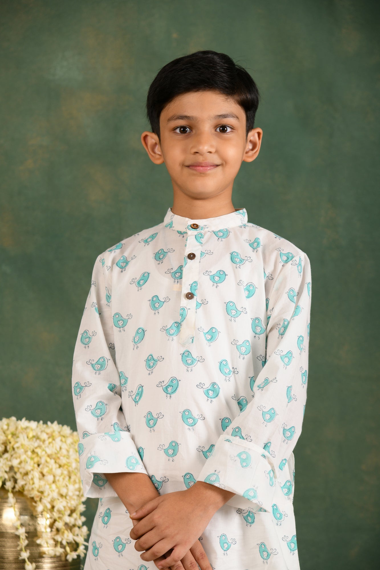 Green Bird Boy Kurta