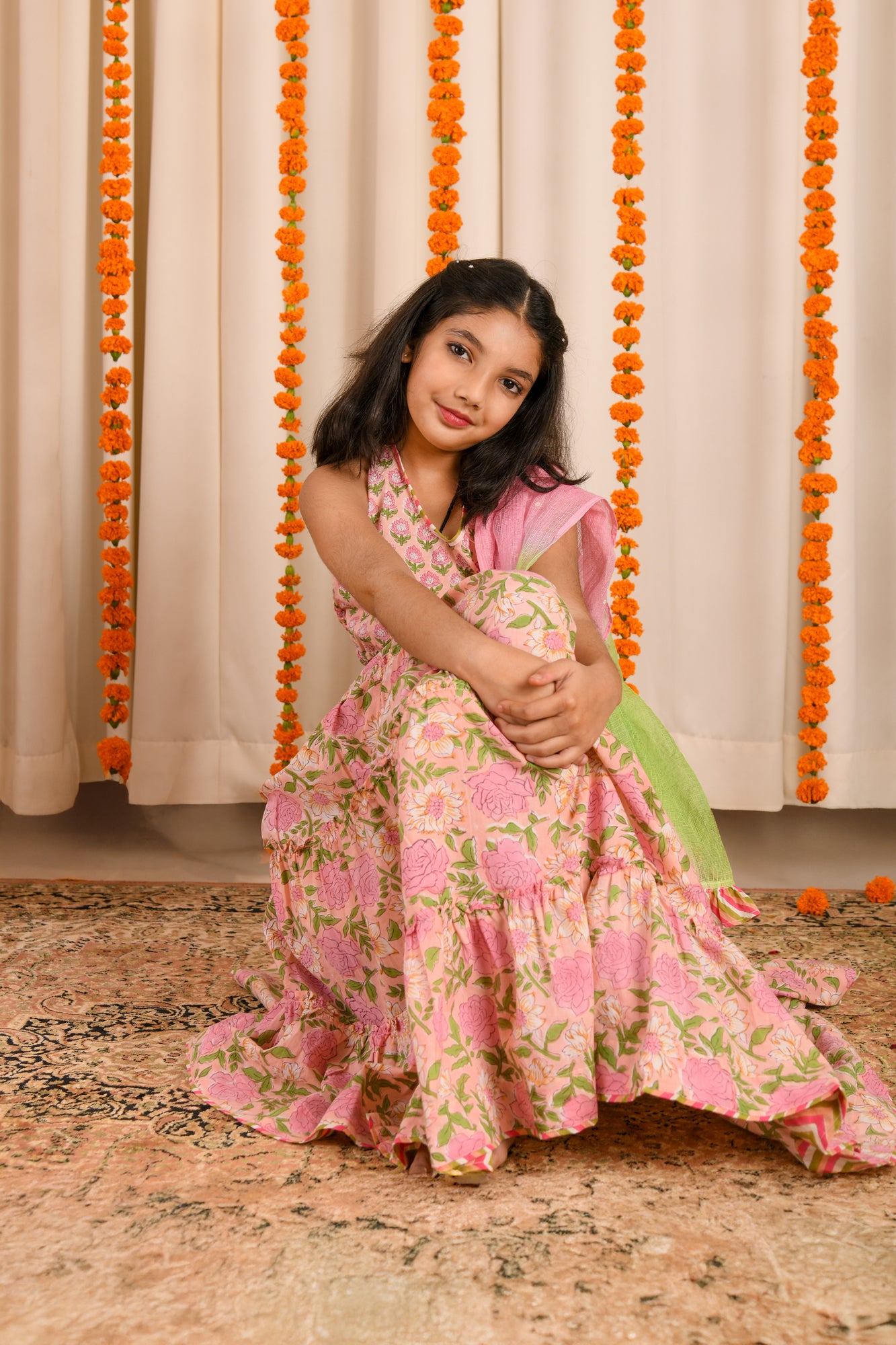 Rosy Pink Loom Tier Lehenga Set