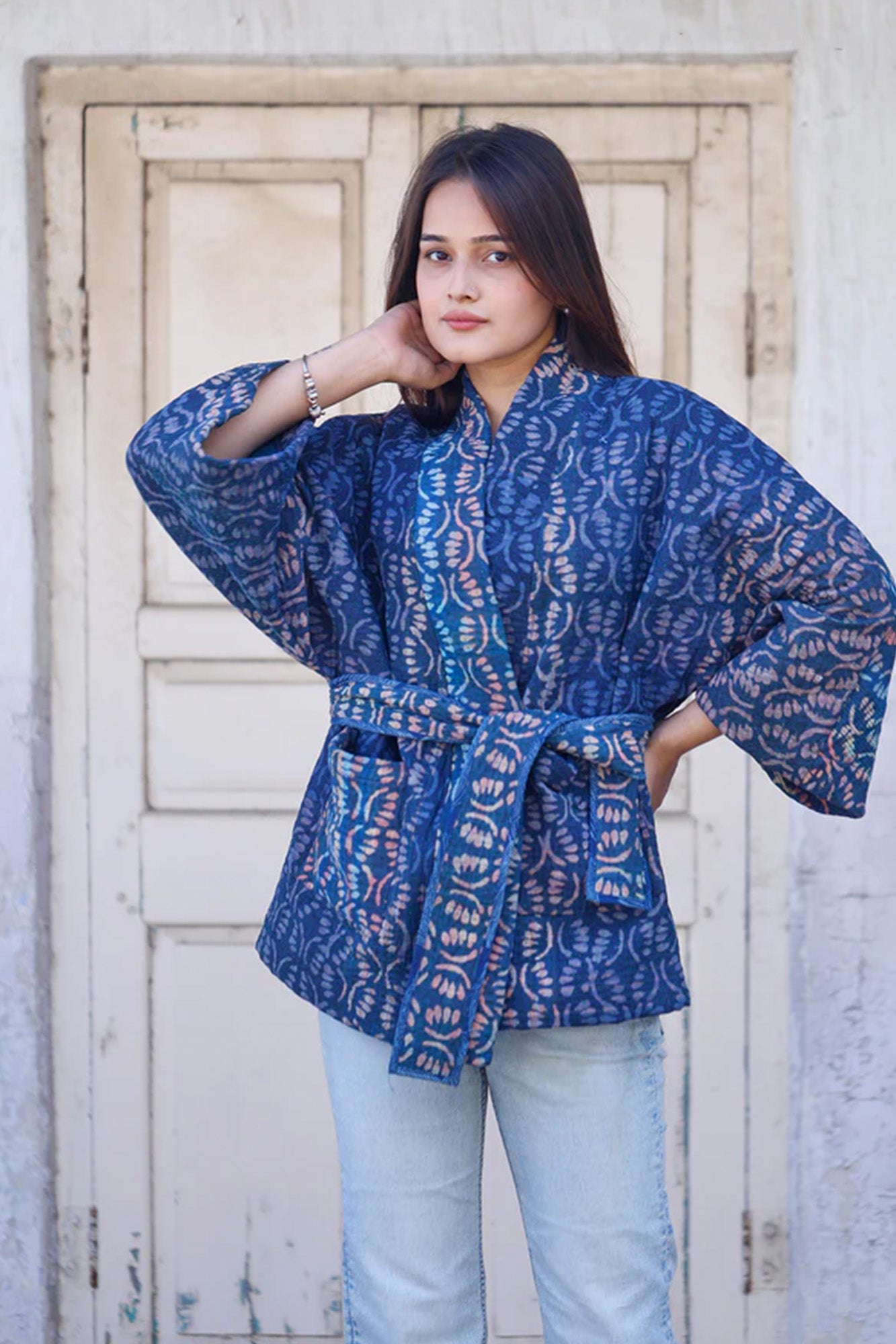 Blue Kantha Jacket