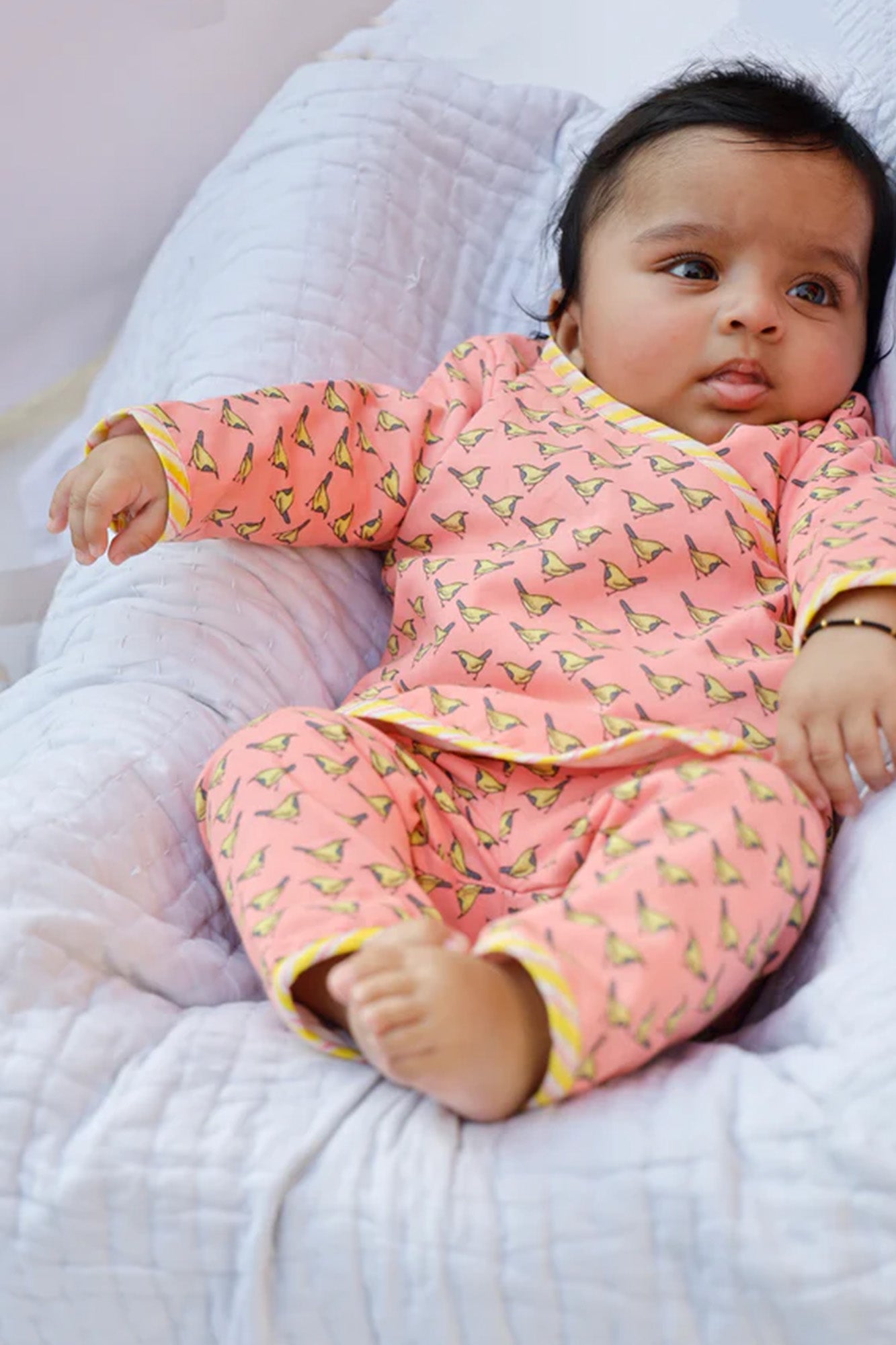 Infants Winter Top With Pajama Yellow Bird