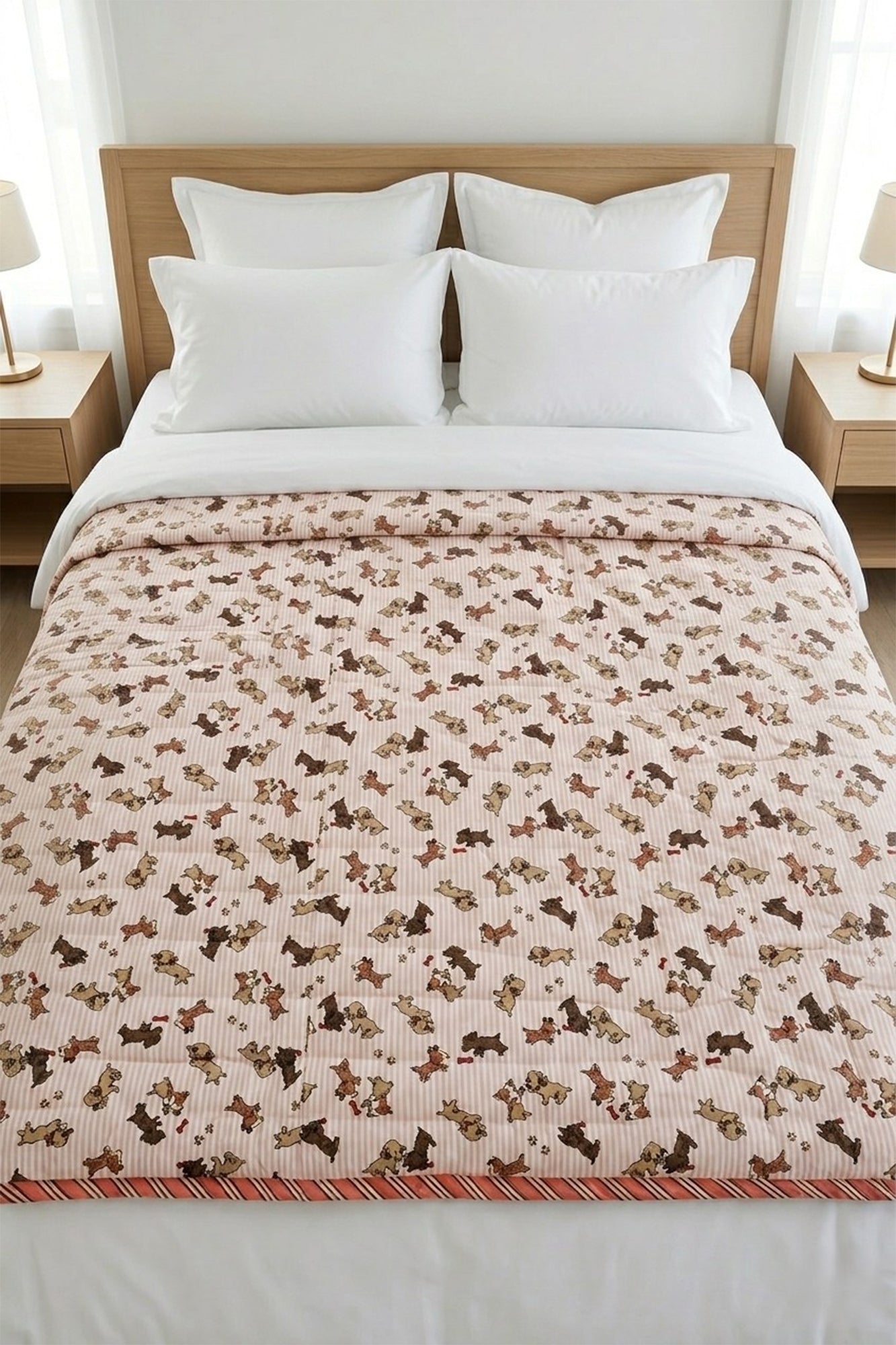 Pink Puppies Kids Quilt Pair of 2
