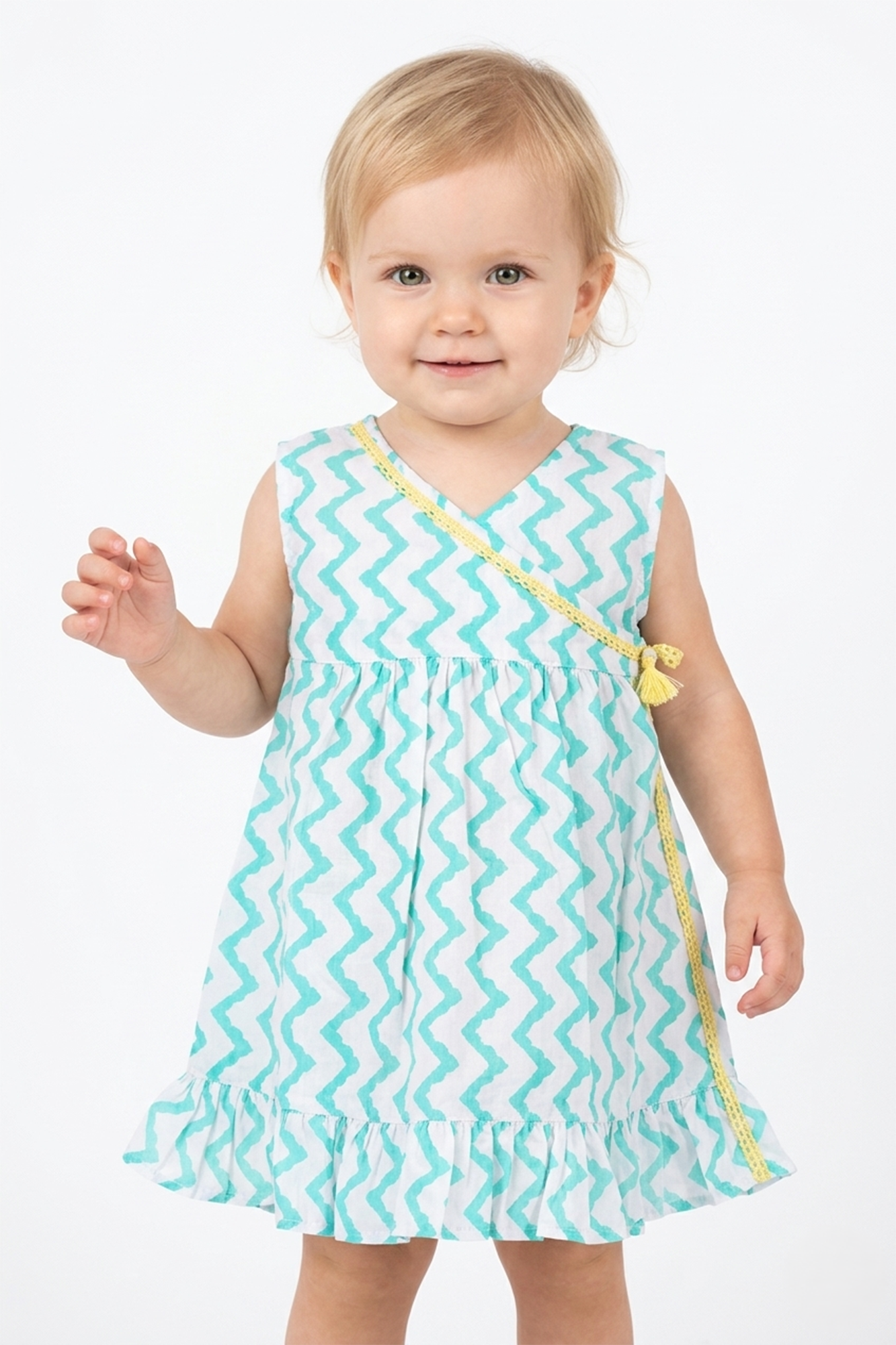 Green Chevron Infant Frock