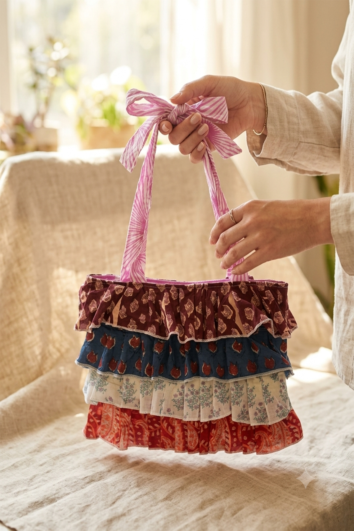 Multi Frill Hand Bag