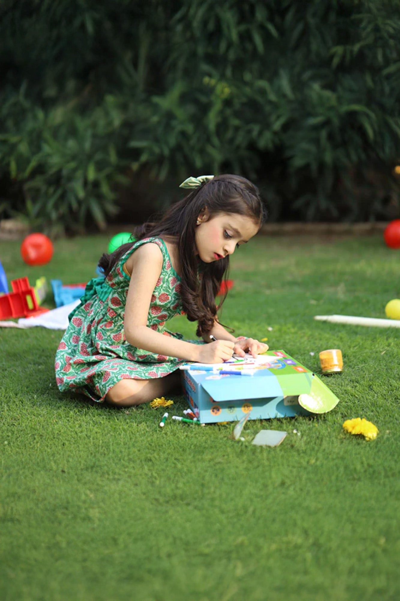 Girl Bow Frock LilIac Green