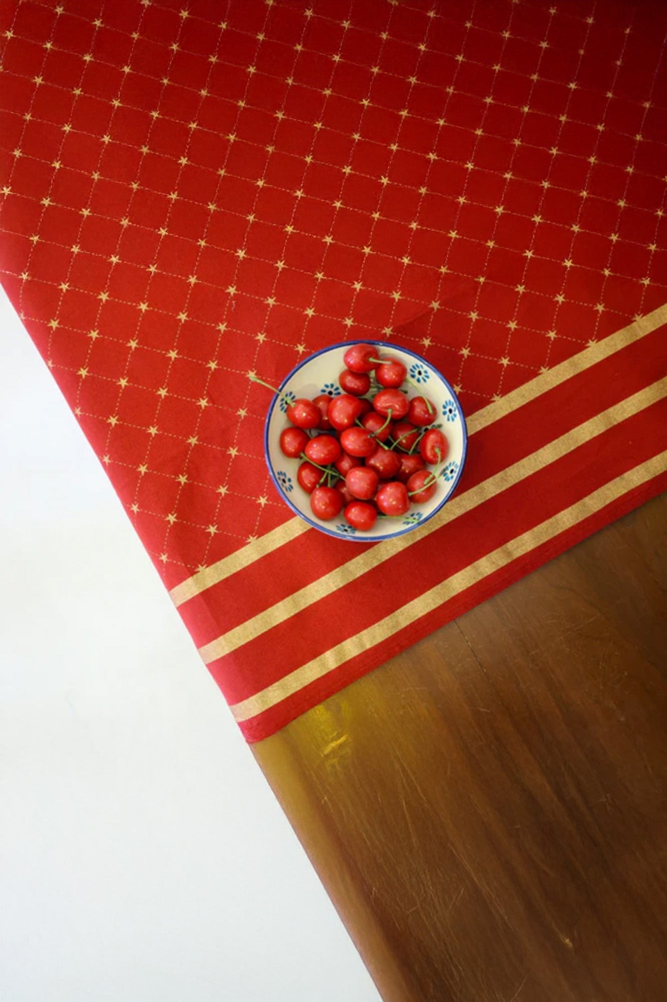 Table Cover Block Printed Red