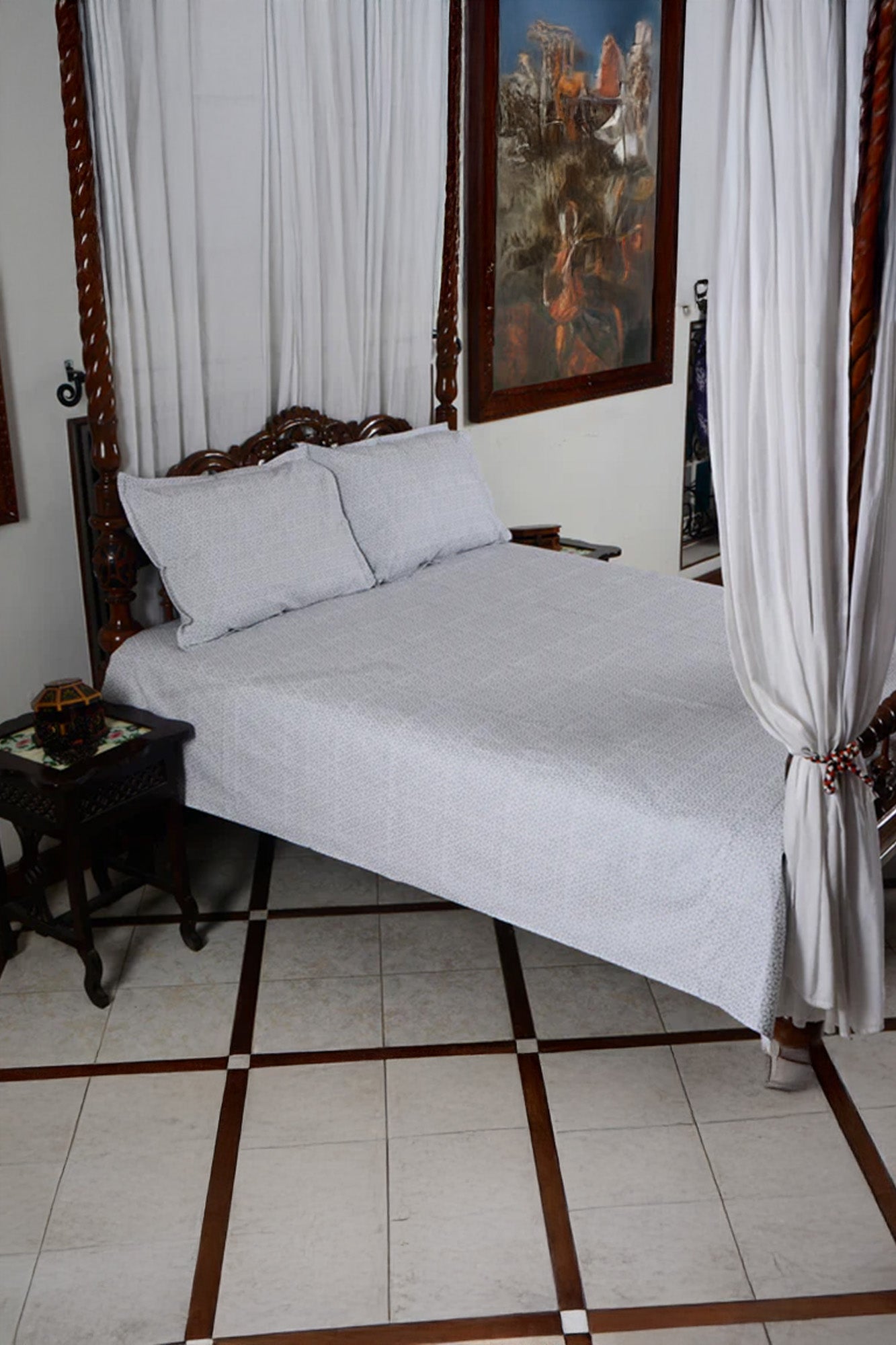 Silver Jaal - Bed Sheet