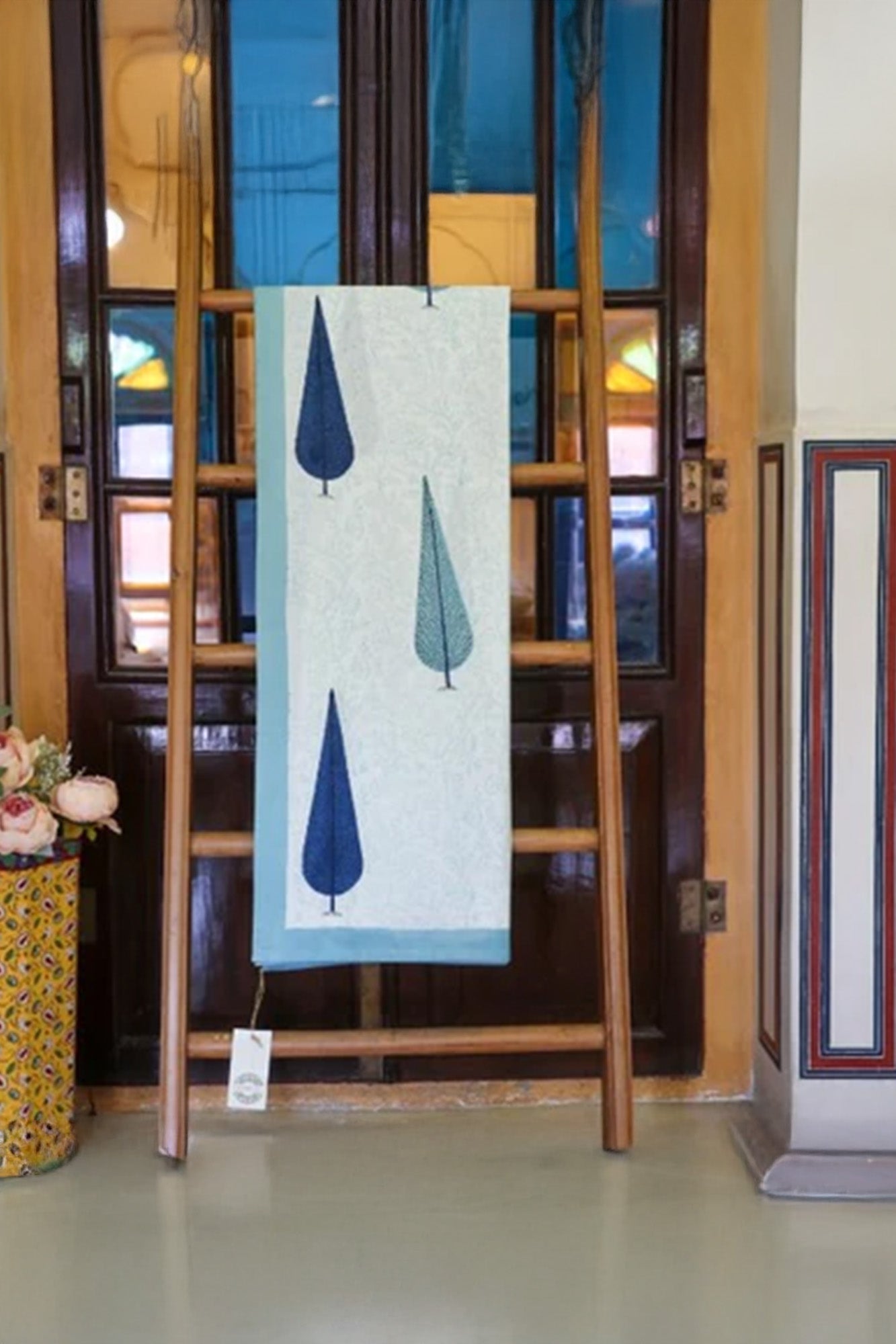 Bedsheet Blue Leaf Block Printed