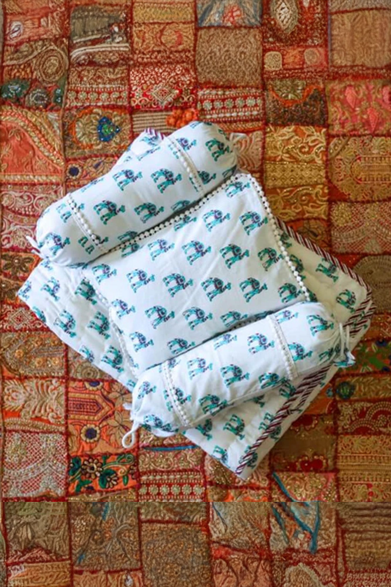 Baby Bed Set Camel Green