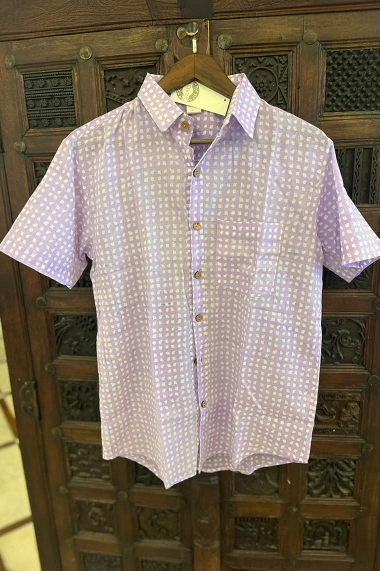 Men Harlequin Purple Half Sleeve Shirt | Rescue