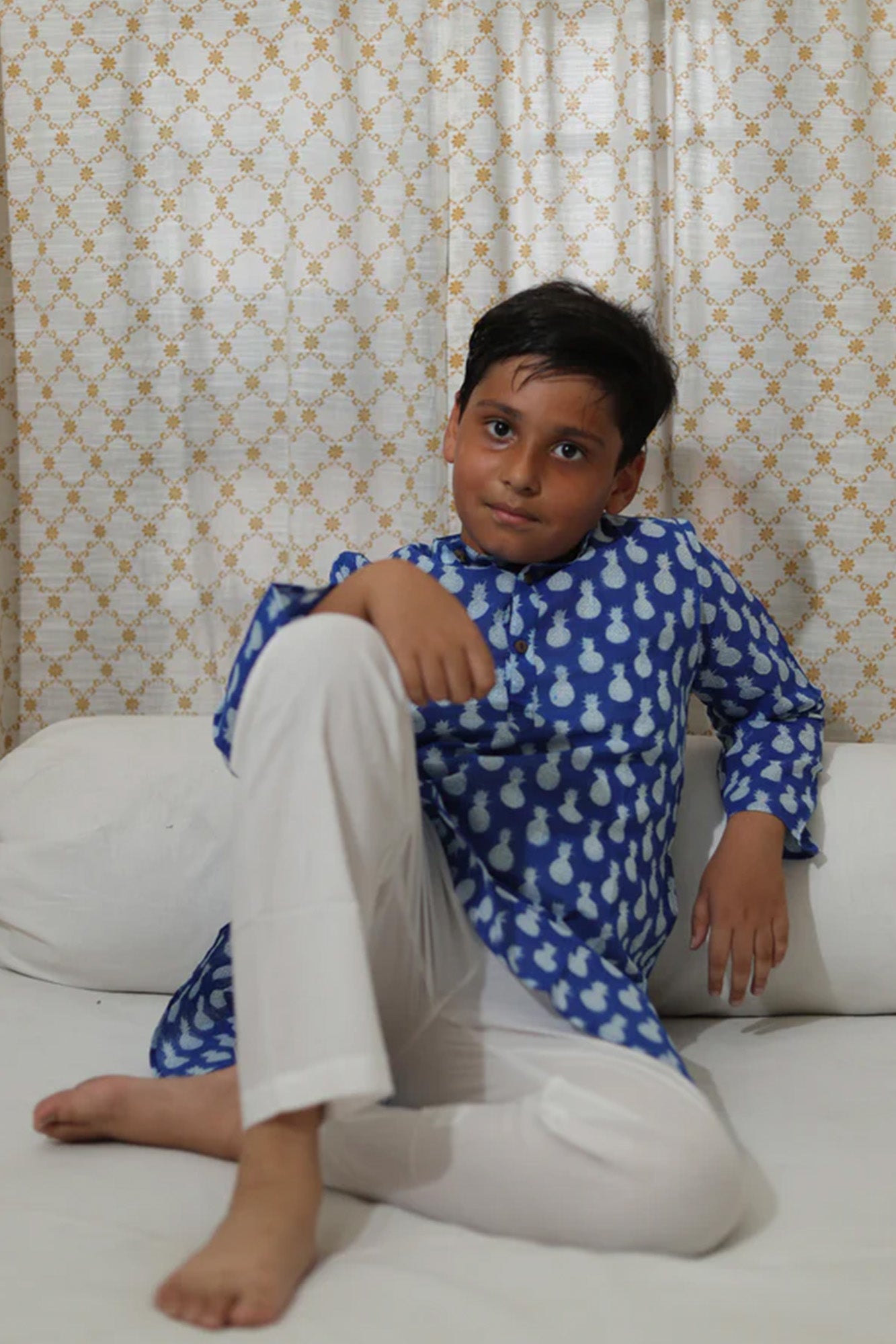Boy Kurta Blue Pine