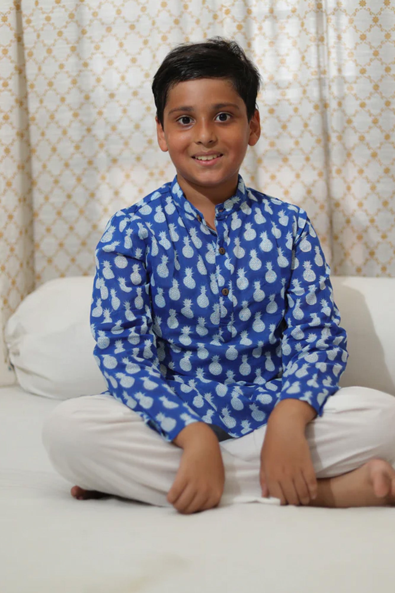 Boy Kurta Blue Pine