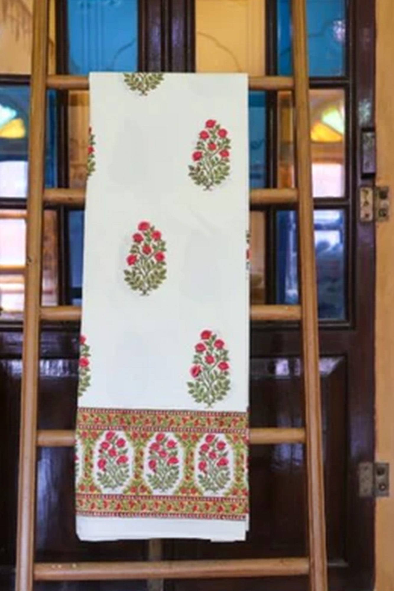 Bedsheet Mughal Buta Red Block Printed