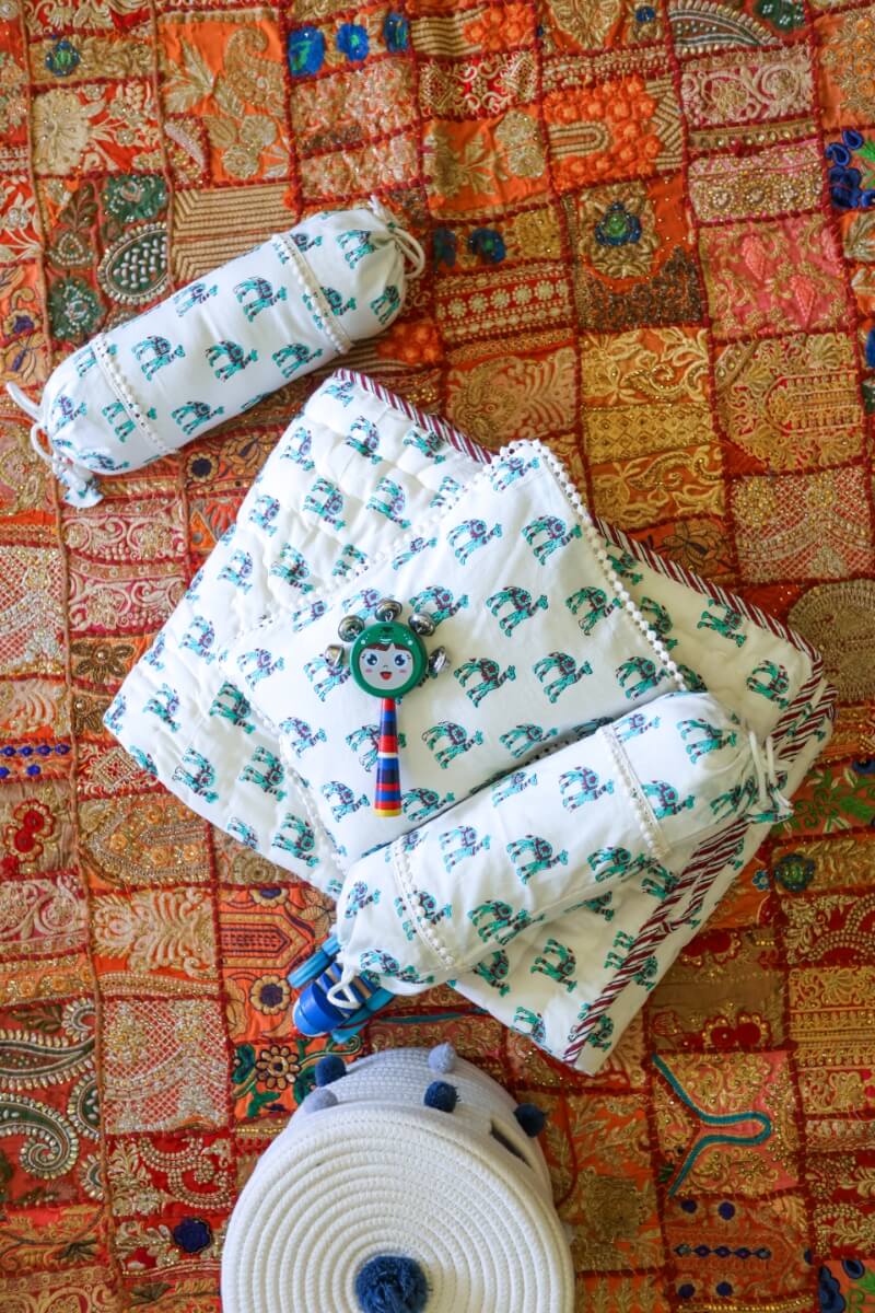 Baby Bed Set Camel Green