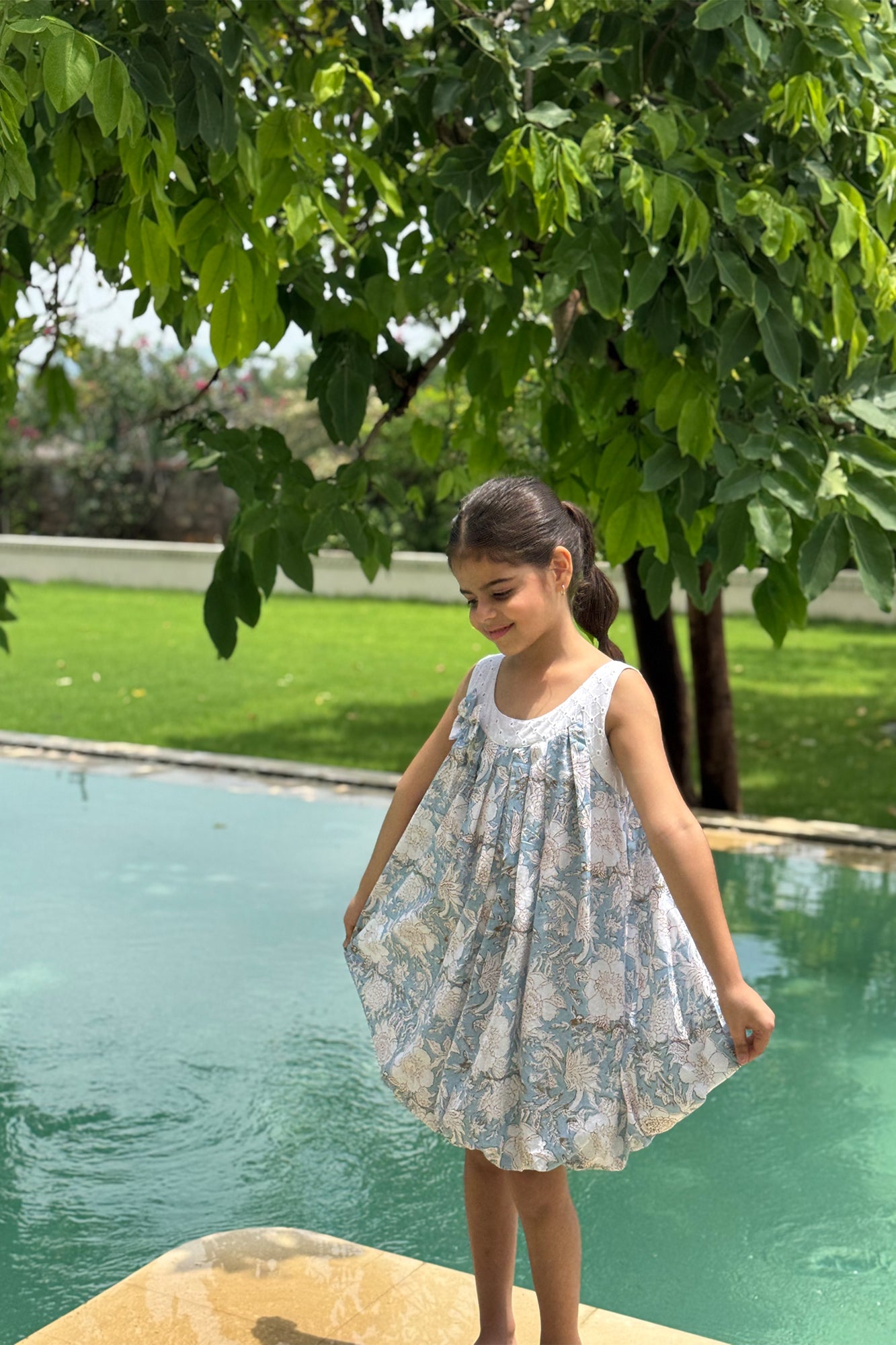 Ice Blue Balloon Frock