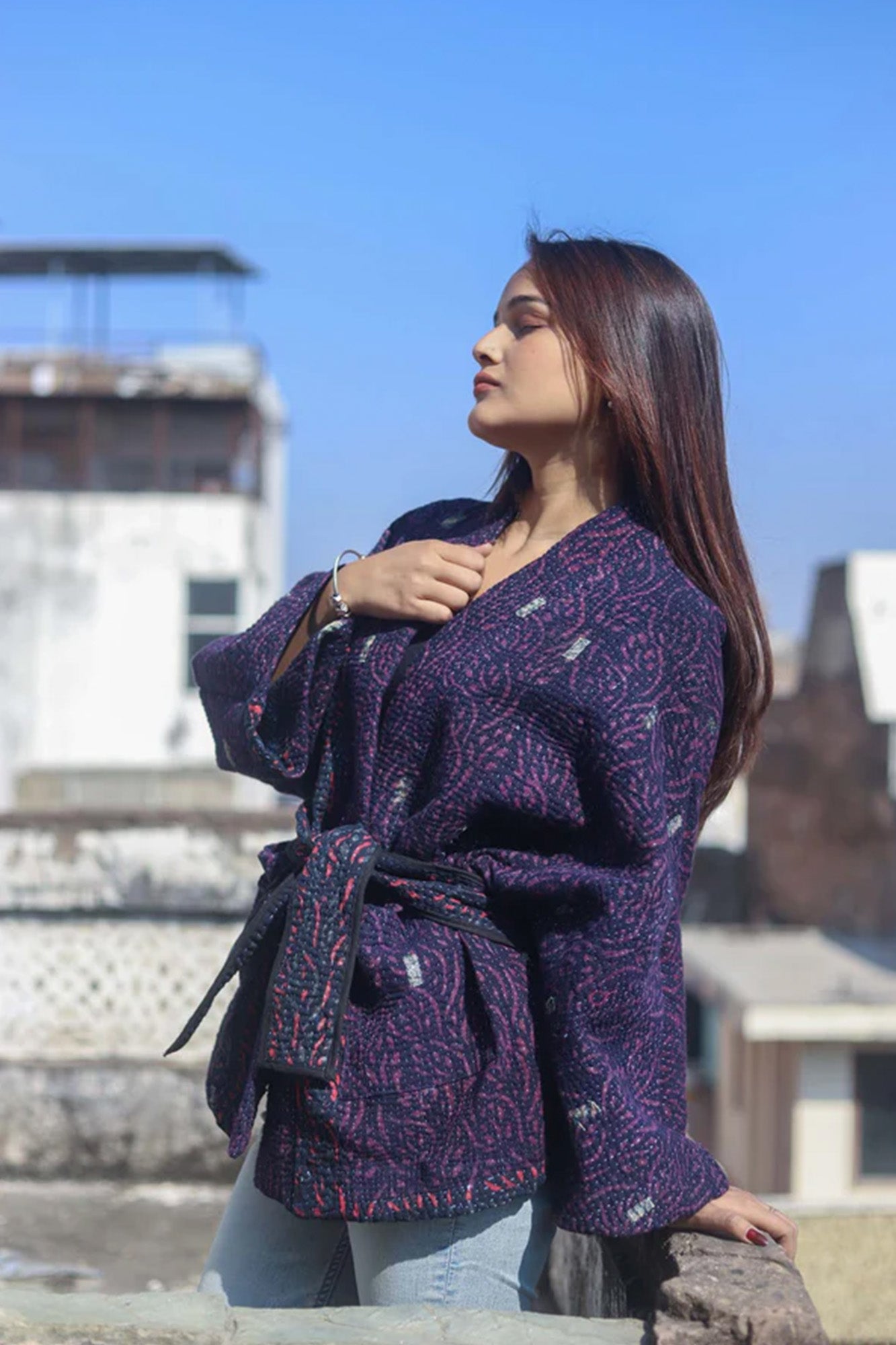 Purple Kantha Jacket