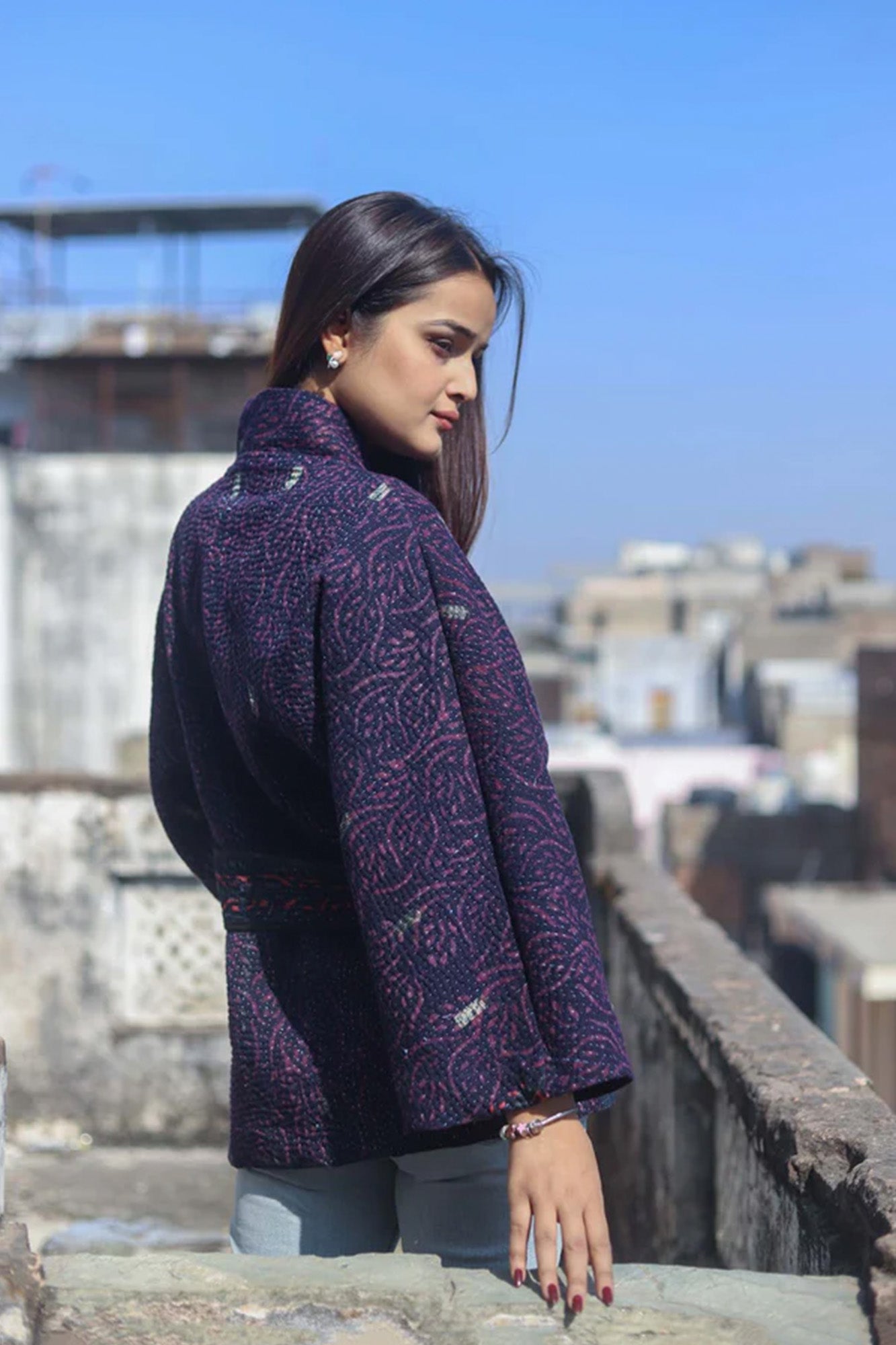 Purple Kantha Jacket