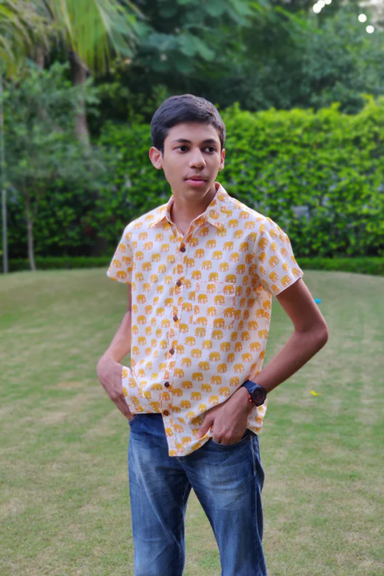 Boy Shirt Mini Elephant Yellow